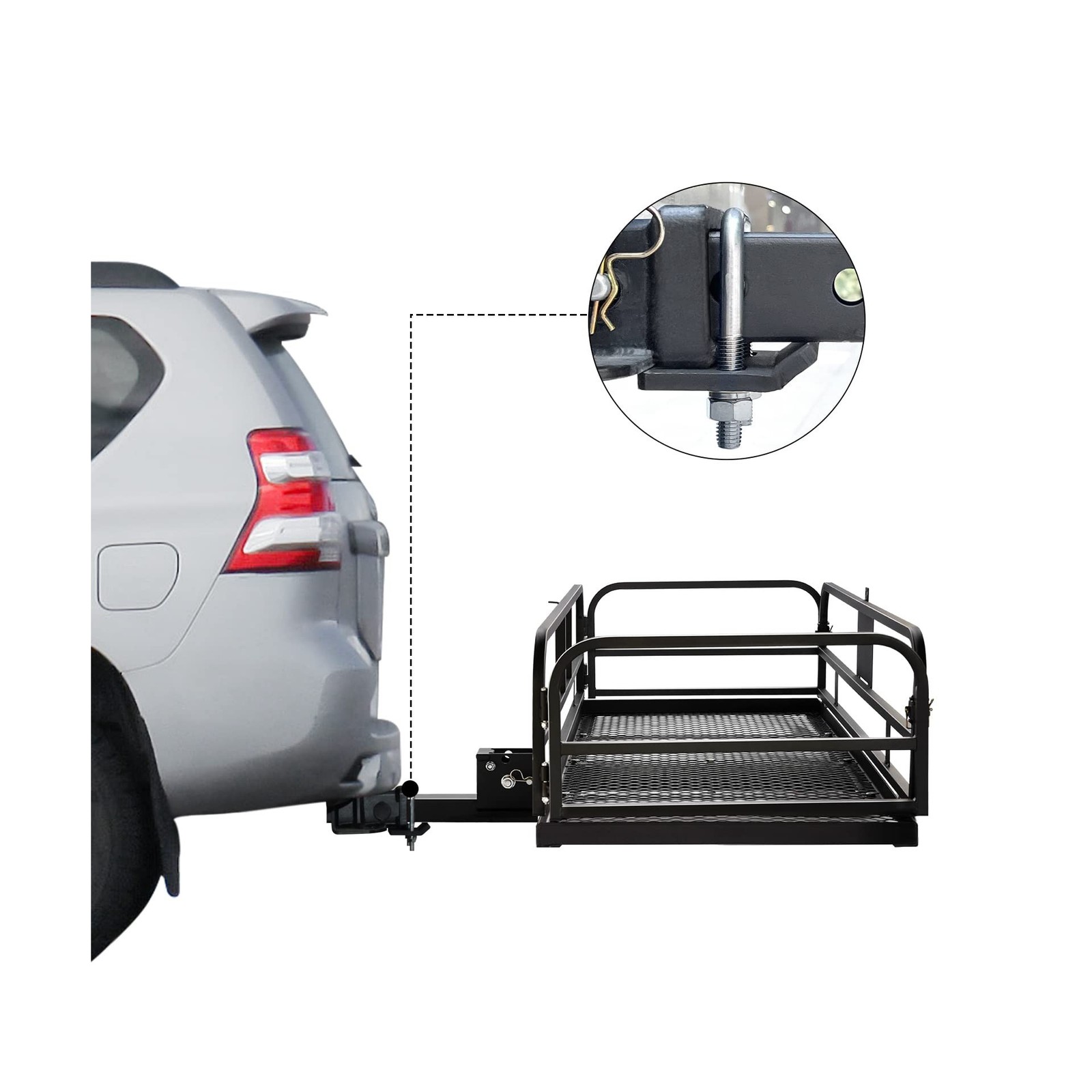 Wildroad Hitch Mount Cargo Carrier Basket 500 LBS Folding Vehicle Cargo Baske...