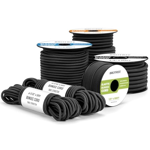 Bungee Cord Elastic Shock Cord 1/8" x 10' Bungee Rope for DIY, Tie Downs,