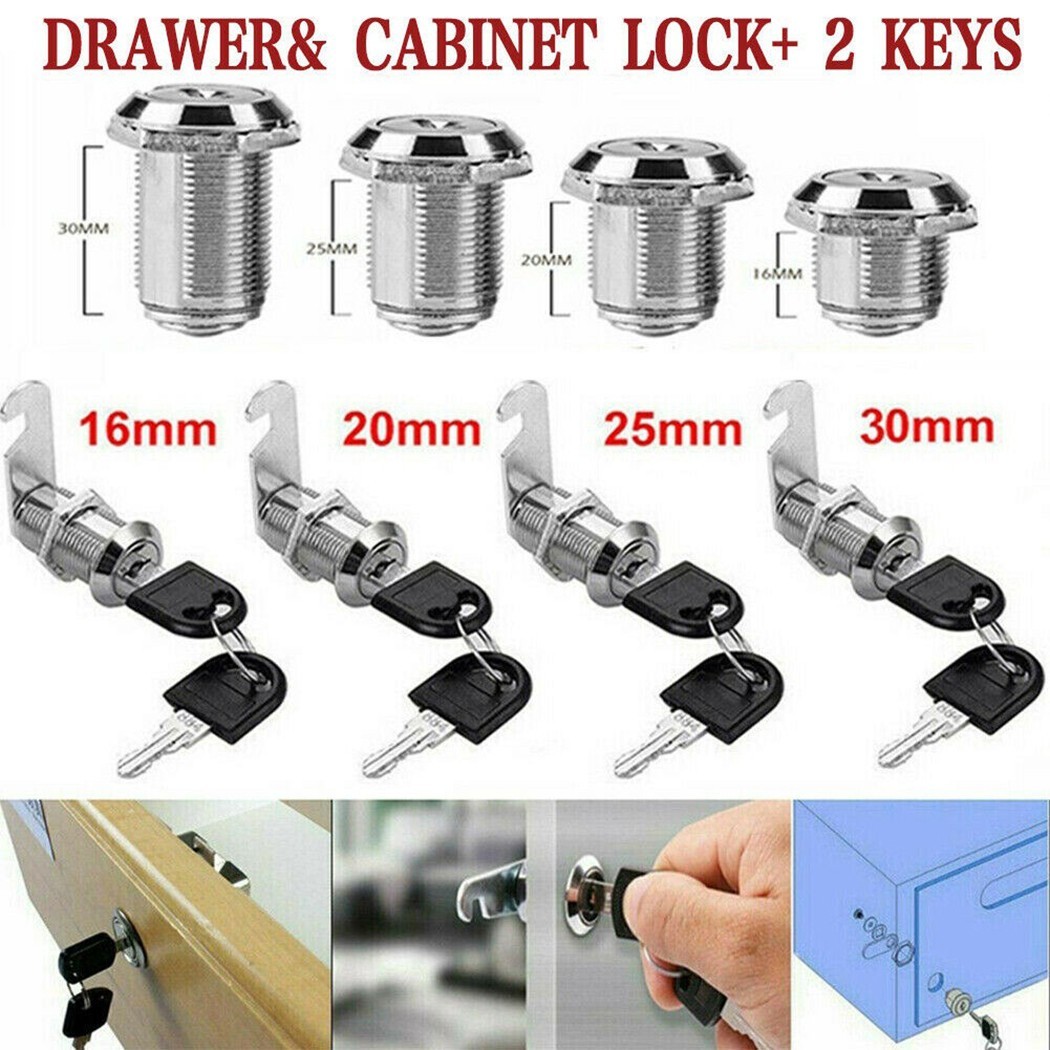 Tool Box Lock Cam Lock Hook Cam Replacement Lock Mail Box Locker Cupboard +2 Key