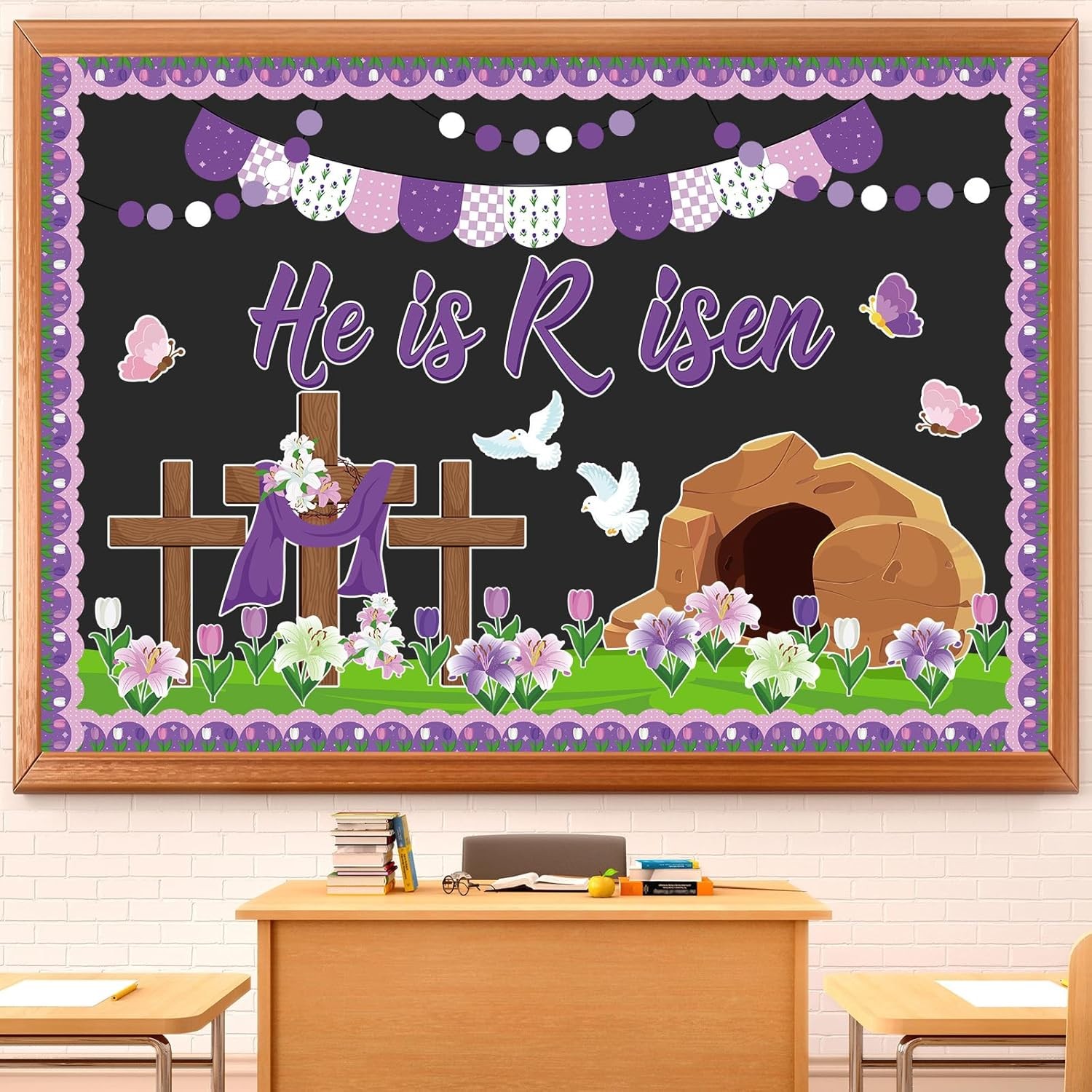 Supervitae 86 Pcs Christian Easter Bulletin Board Decorations Set Religious...
