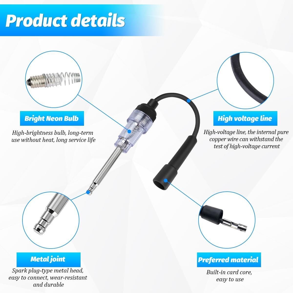 2 Pcs Inline Spark Plug Tester Small Armature Diagnostic Detector Tool
