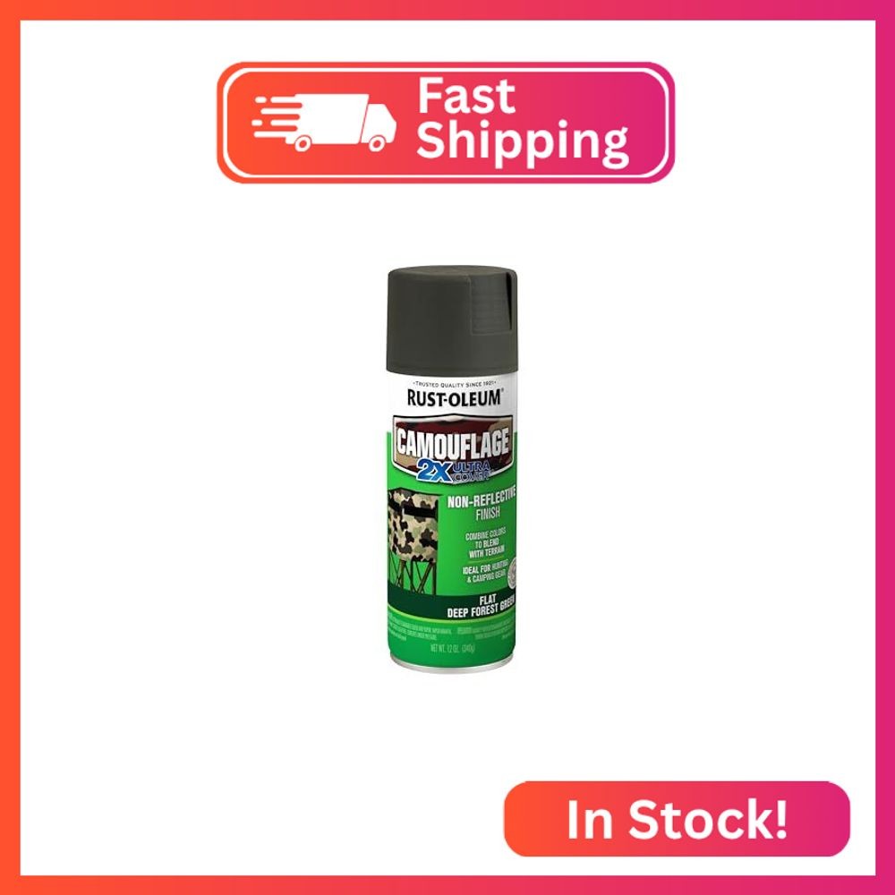 Rust-Oleum 279175 Camouflage 2X Ultra Cover Spray Paint, 12 oz, Deep Forest Gree