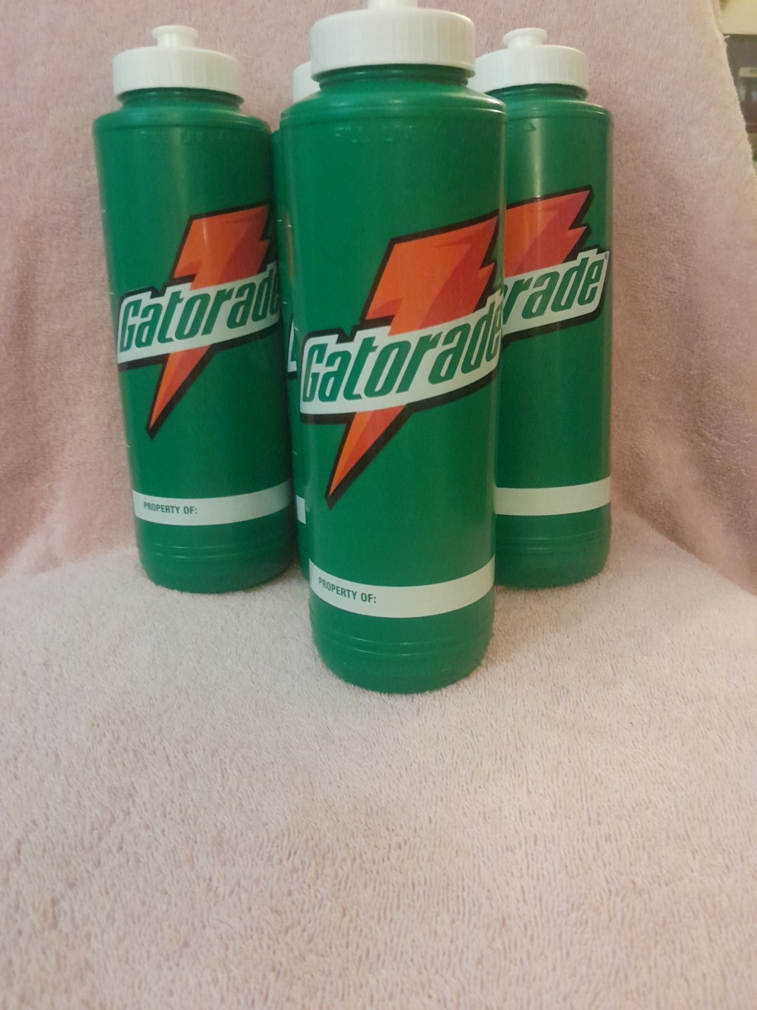 Lot 4 Vintage Gatorade Water Bottle 32oz Squeeze Squirt  Property Of Blank