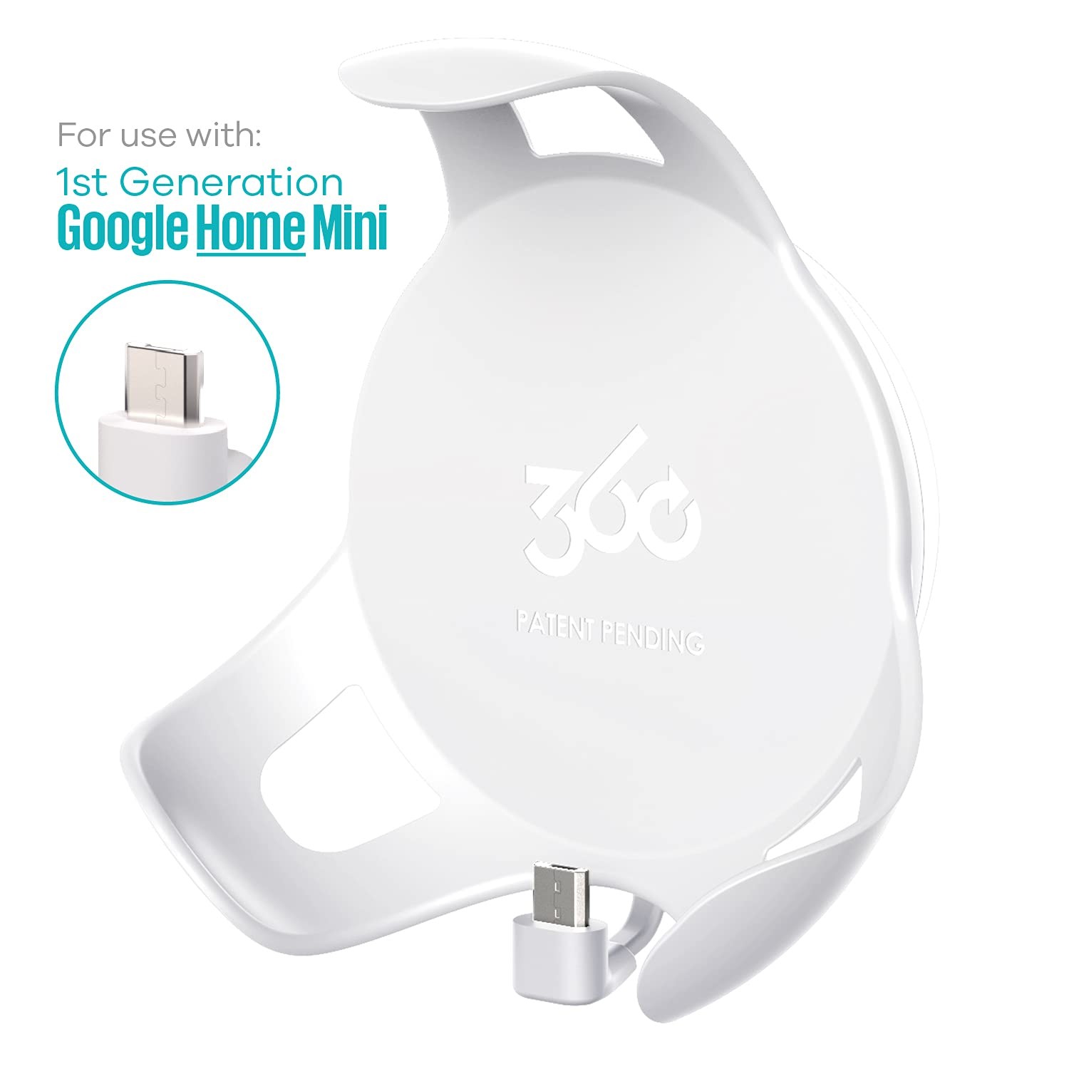 360 Electrical 360580 PowerClip Outlet Mount for Google Home Mini - Chalk