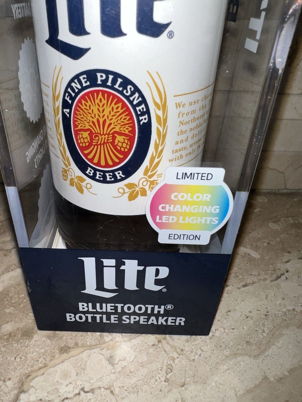 Miller Lite Bottle Bluetooth Speaker With Color Changing Led Lights LE