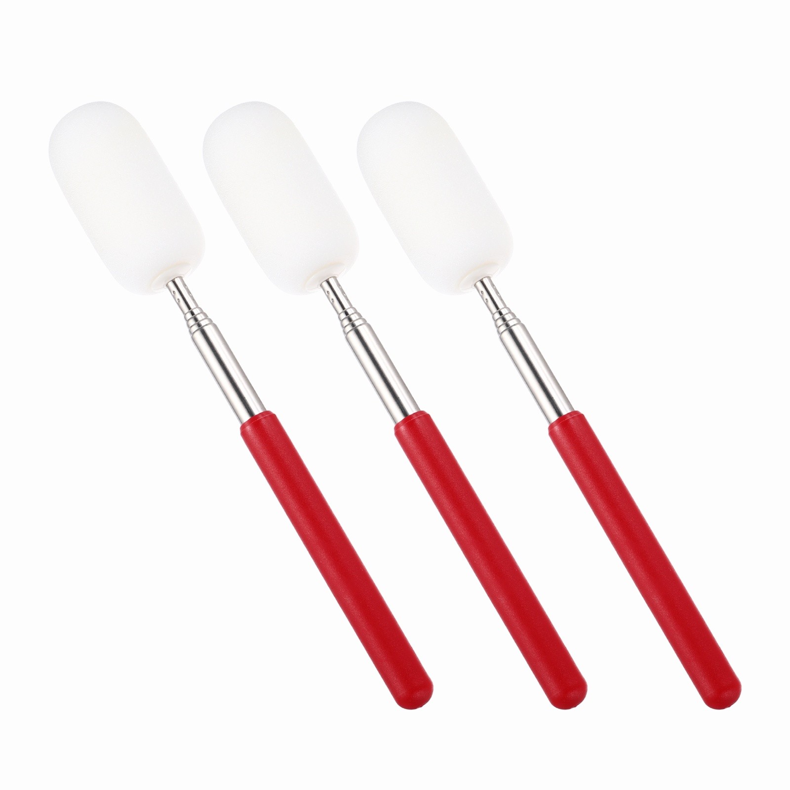 3Pcs 29.5" Telescoping Sponge Stick for Pottery, White/Red(1.18"W)