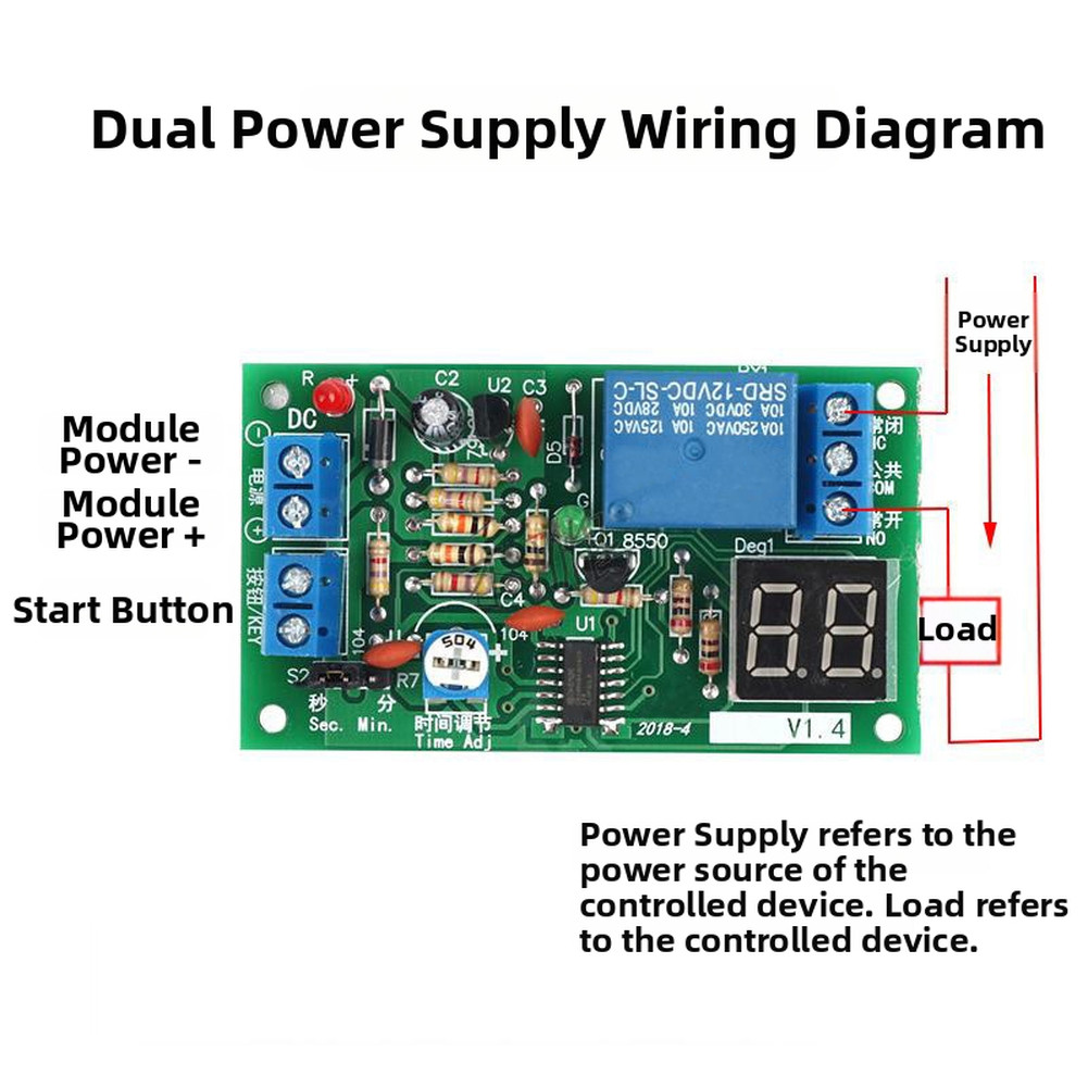 Adjustable 12V Relay with Digital Countdown Timer for Automation