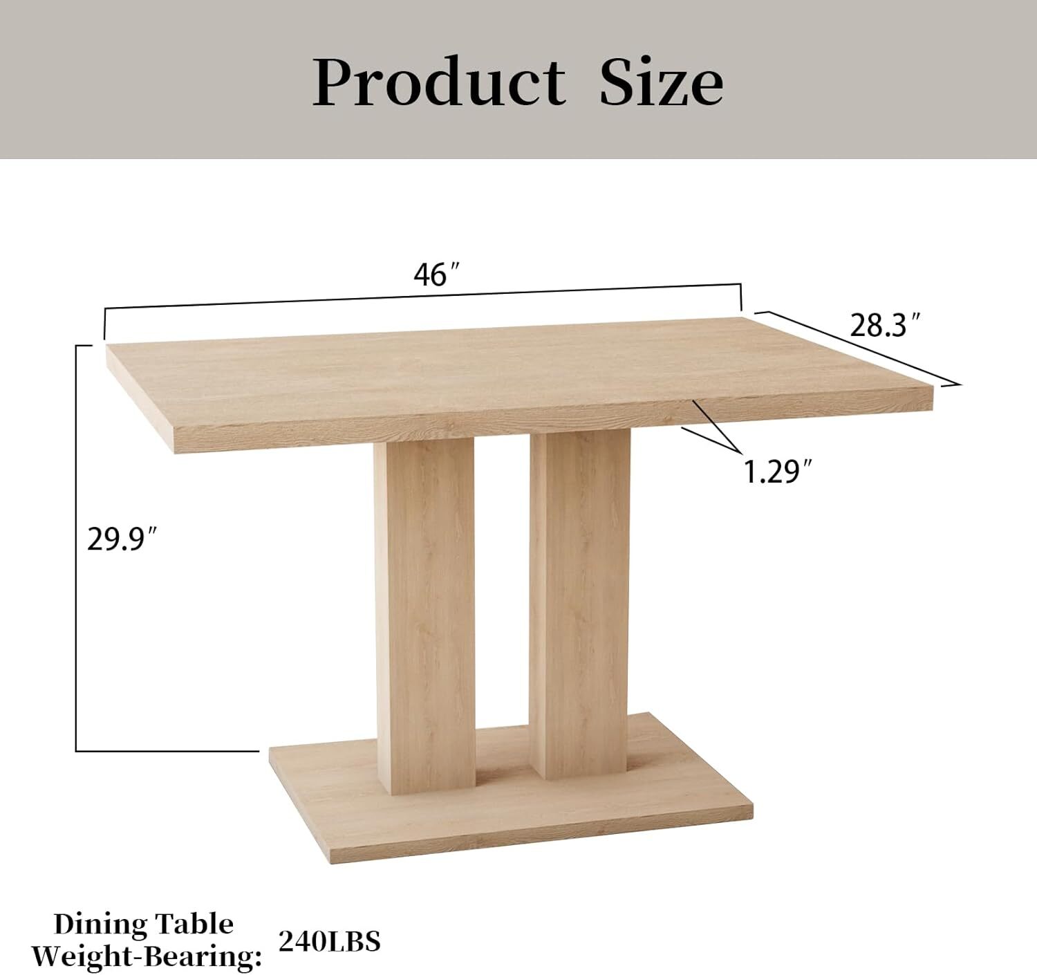 Modern 46'' Kitchen Dining Table, Rectangular Table,Sturdy Construction for home