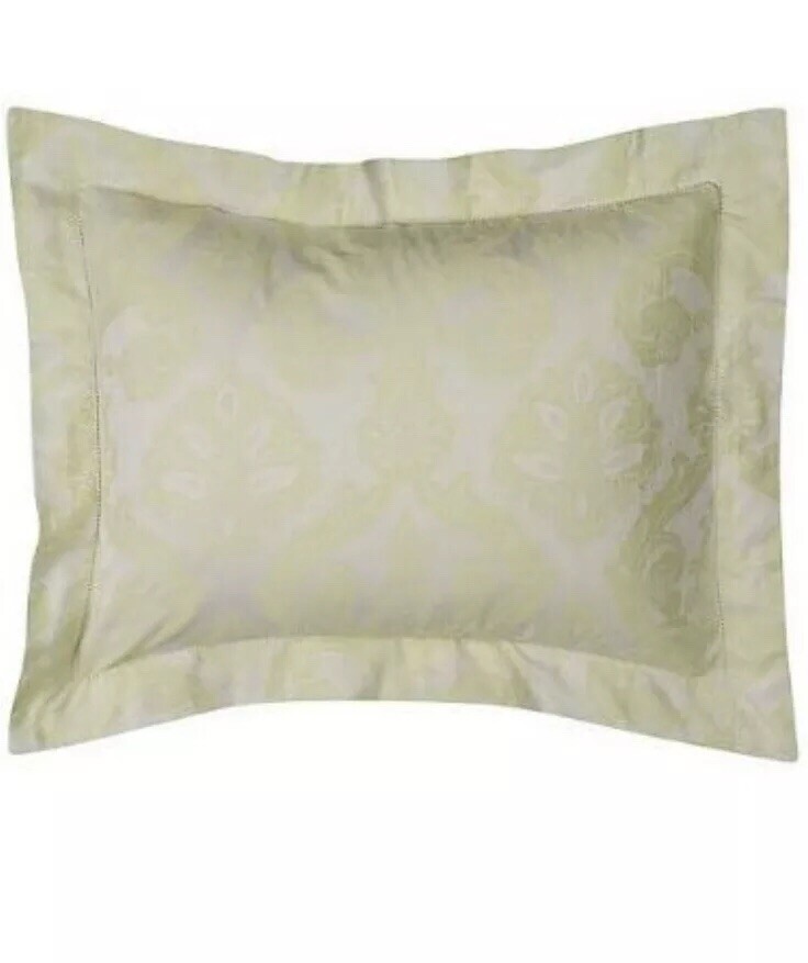 Fieldcrest Luxury Mitered White Green Standard Sham NEW