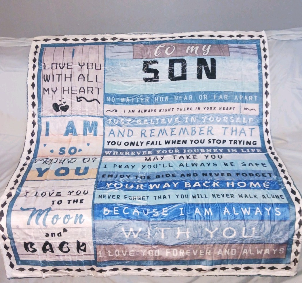 A Special Message" To My Son" Themed Plush Throw Blanket 50x60 Inches