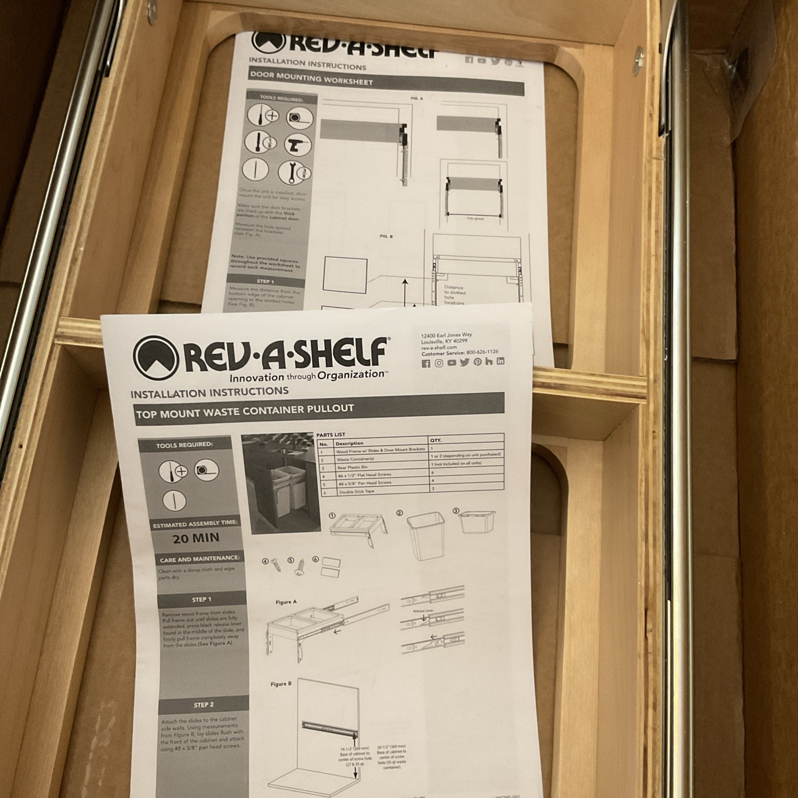Rev-A-Shelf Single 50Qt Pullout Top Mount Soft close Slides