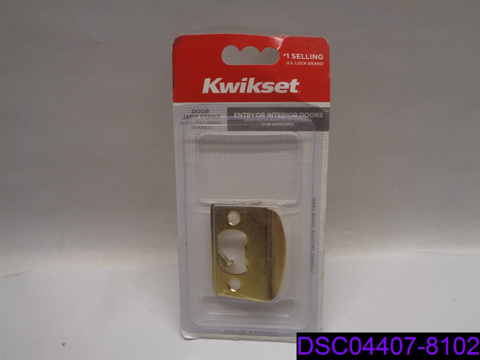 Qty = 4 Packs: Kwikset Polished Brass Lockset Door Jamb Strike P/N 83437-037