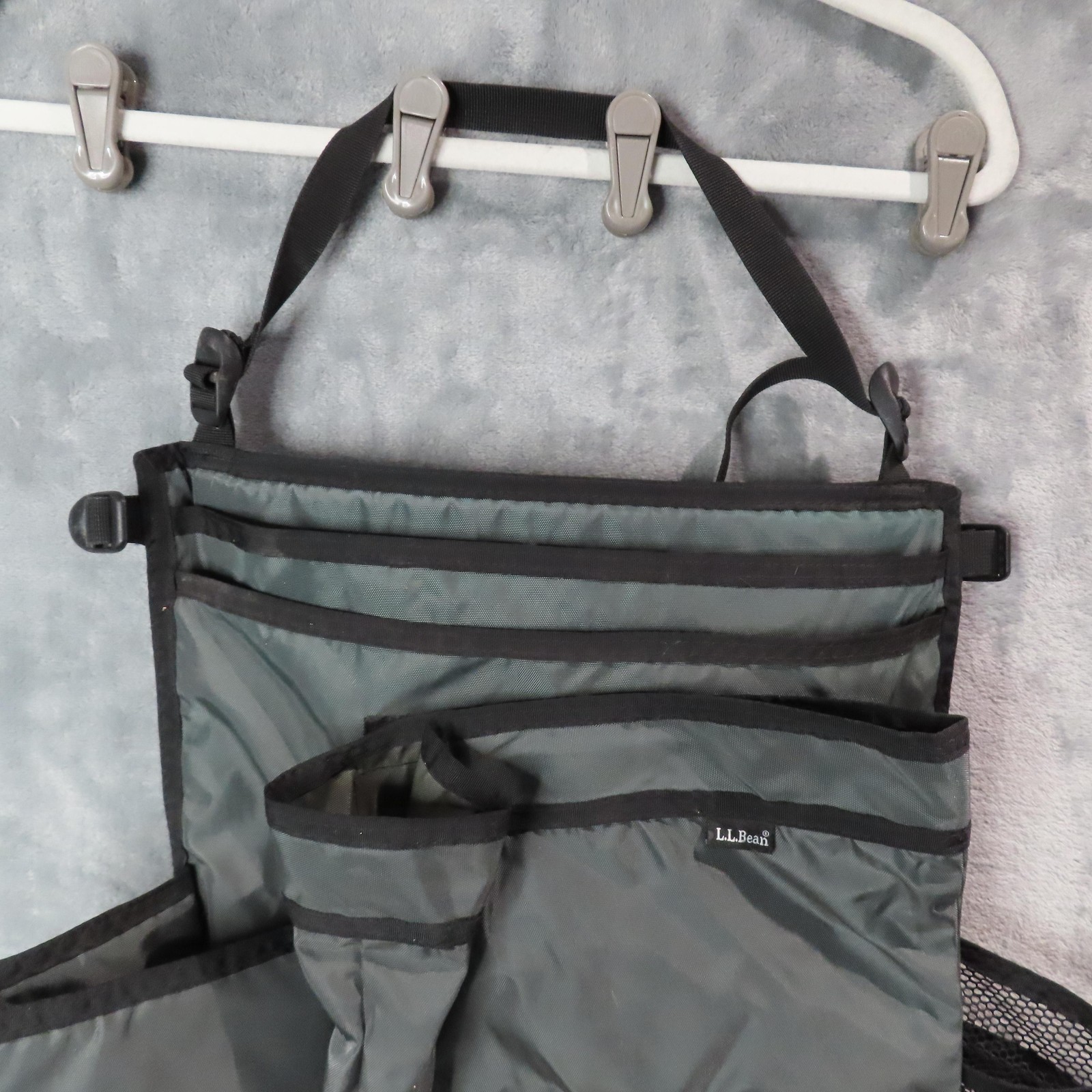 LL Bean Car Seat Organizer Hanging Storage Bag Large Nylon Mesh Multiple Pockets