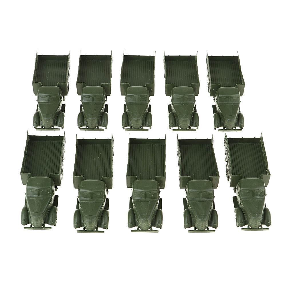 10pcs Plastic Green Armored Vehicles Model Truck Toy Model