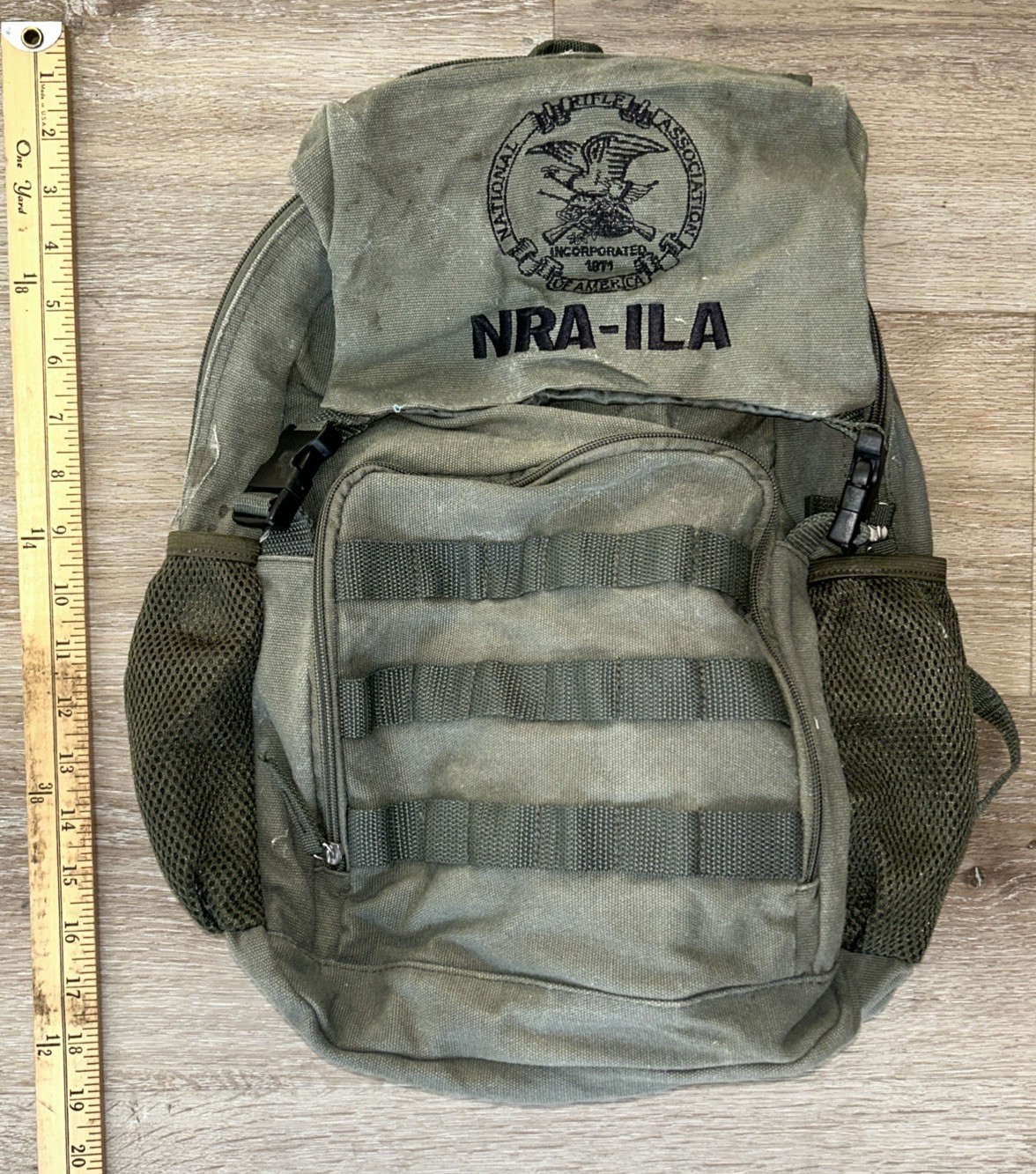 NRA-ILA National Rifle Association Laptop Backpack Pack Army Green 16” X 12”