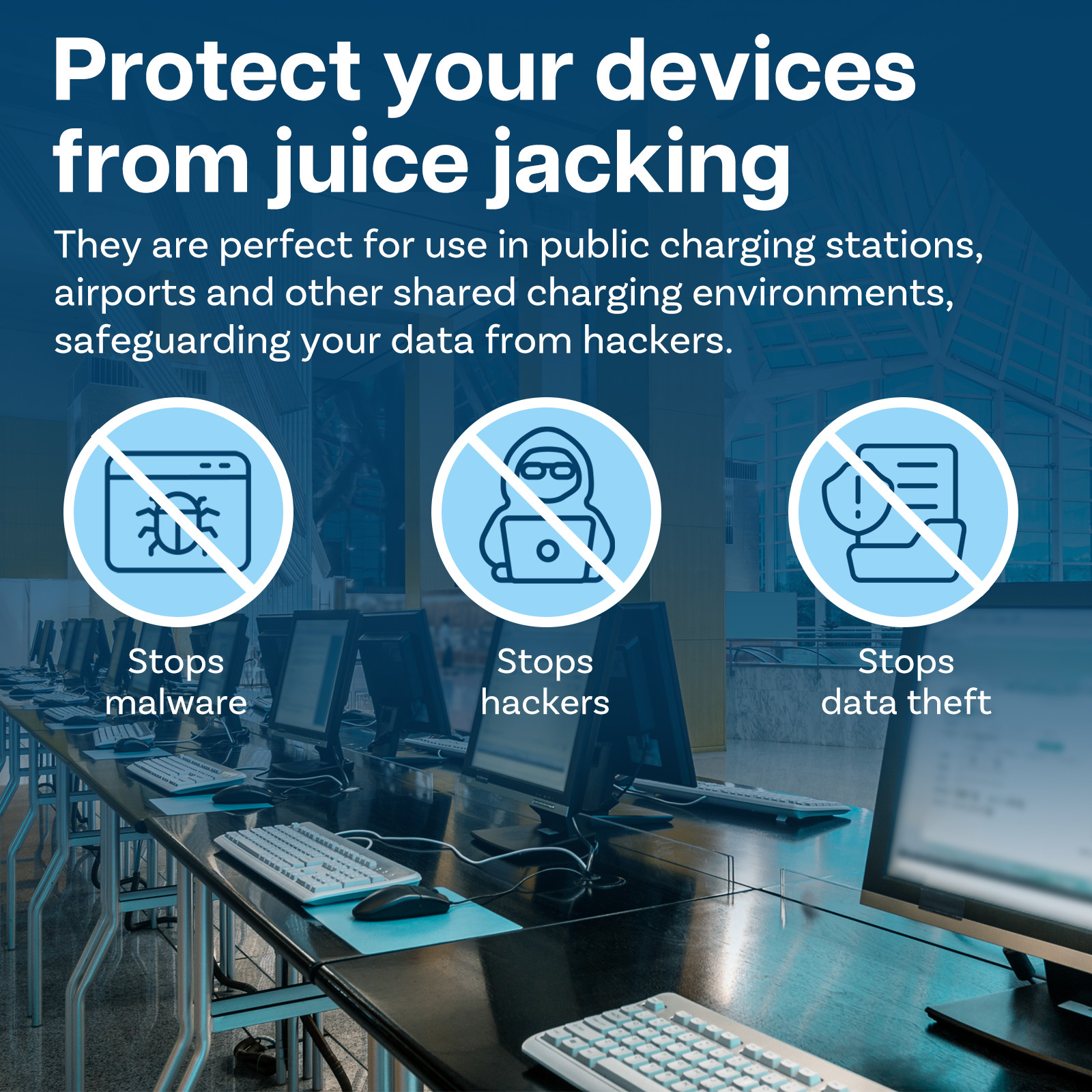 USB Data Blocker & USB-C Data Blocker [2 Pack] Protect for Juice Jacking Black