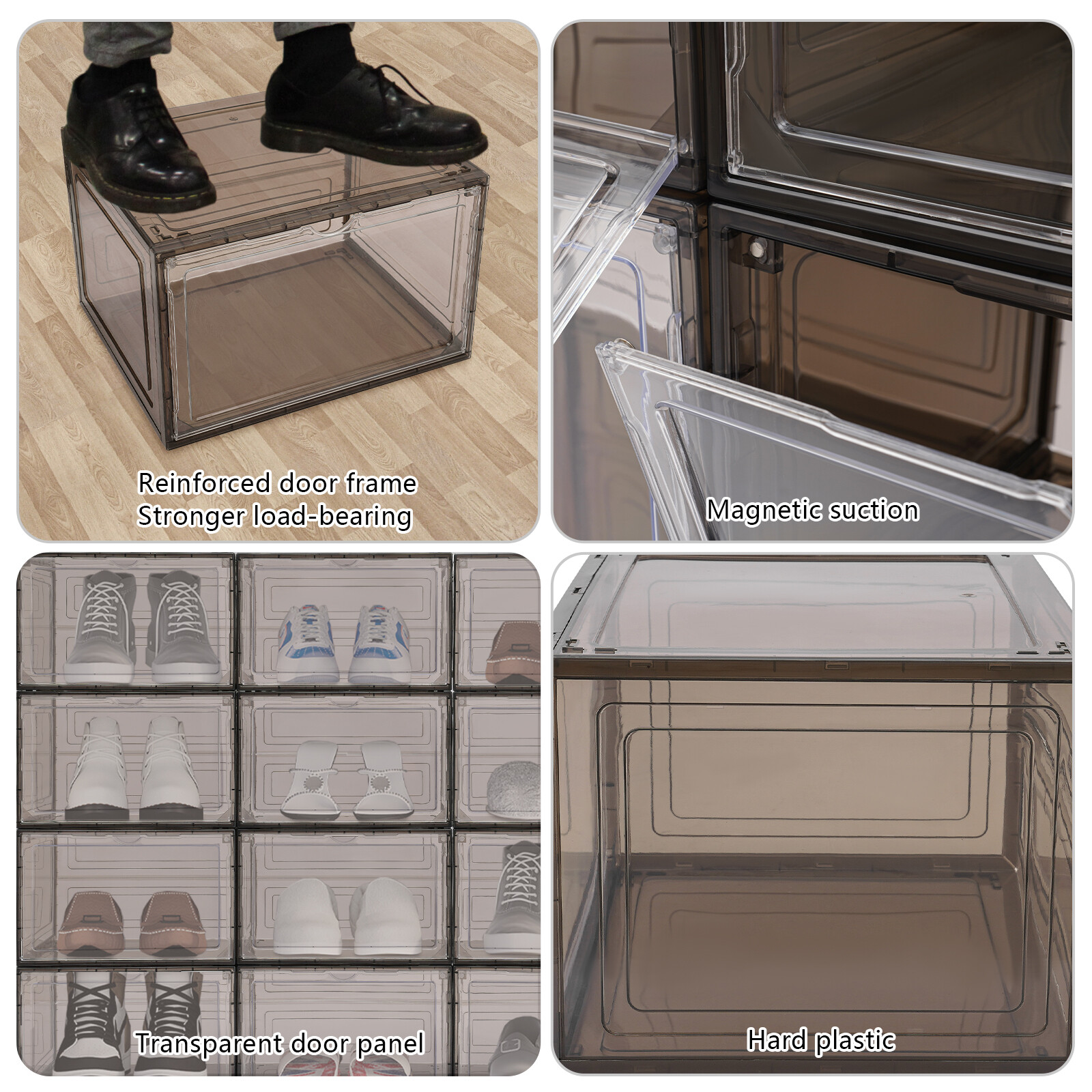 12PCS Shoe Storage Box Organizer Stackable Sneaker Display Case Container NEW