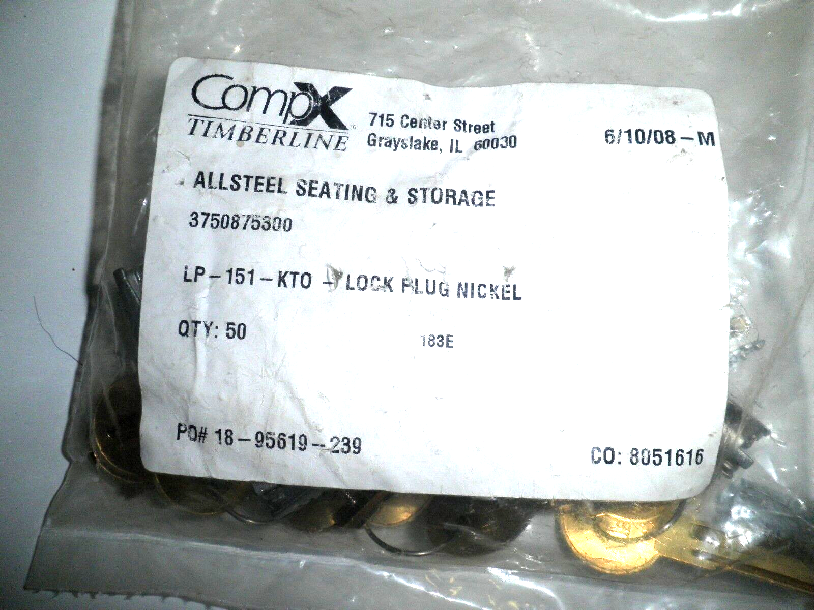 2 CompX Timberline Removable LOCK PLUGS w/Keys Polished Nickel C100LP-14A