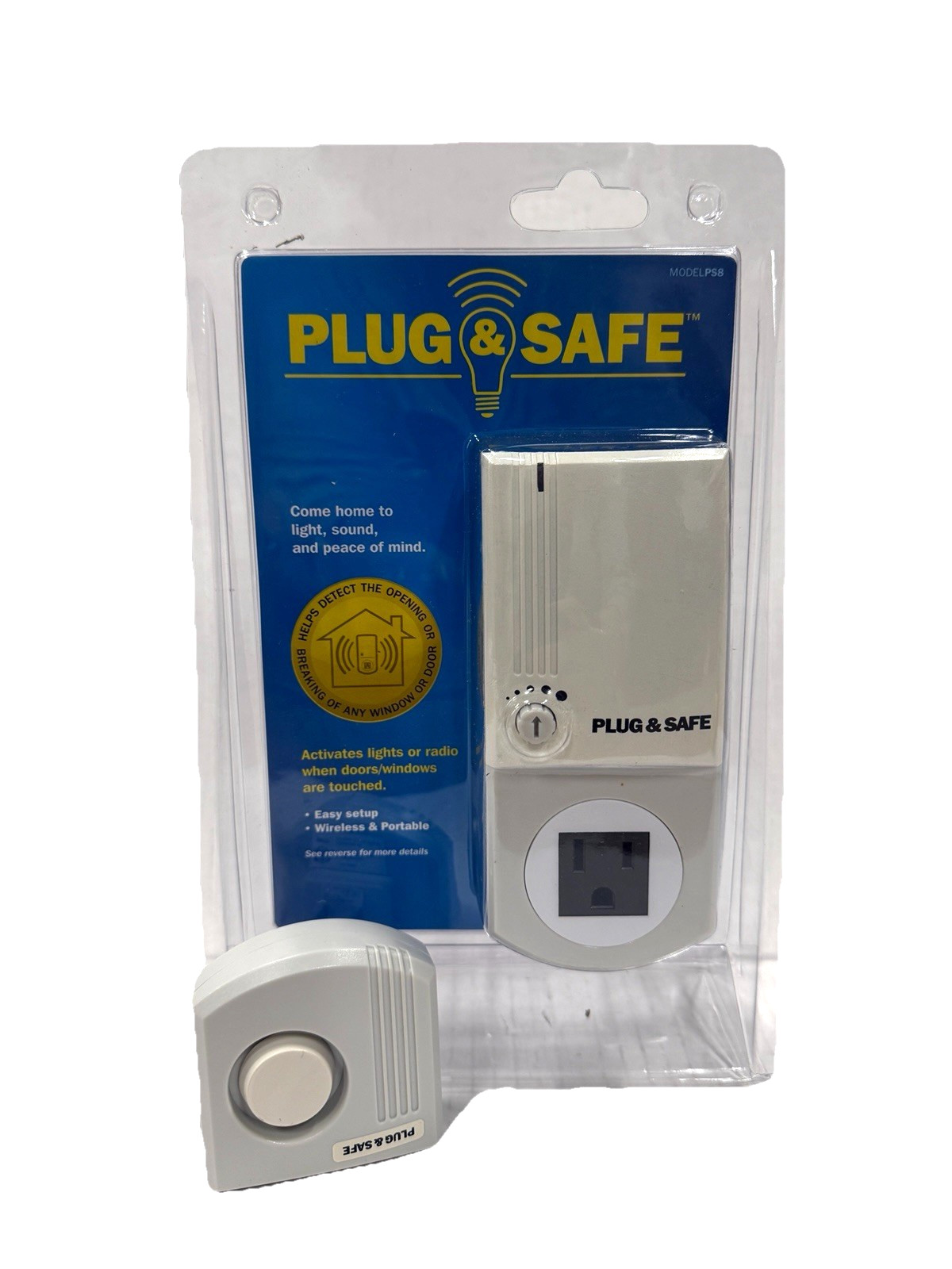 Plug & Safe PS8 Home Motion Security Sensor, Plug In Wireless, Lighting Control
