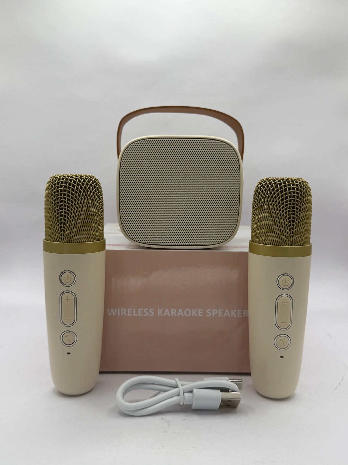 Mini Karaoke Machine with 2 Wireless Microphones & Portable Bluetooth Speaker