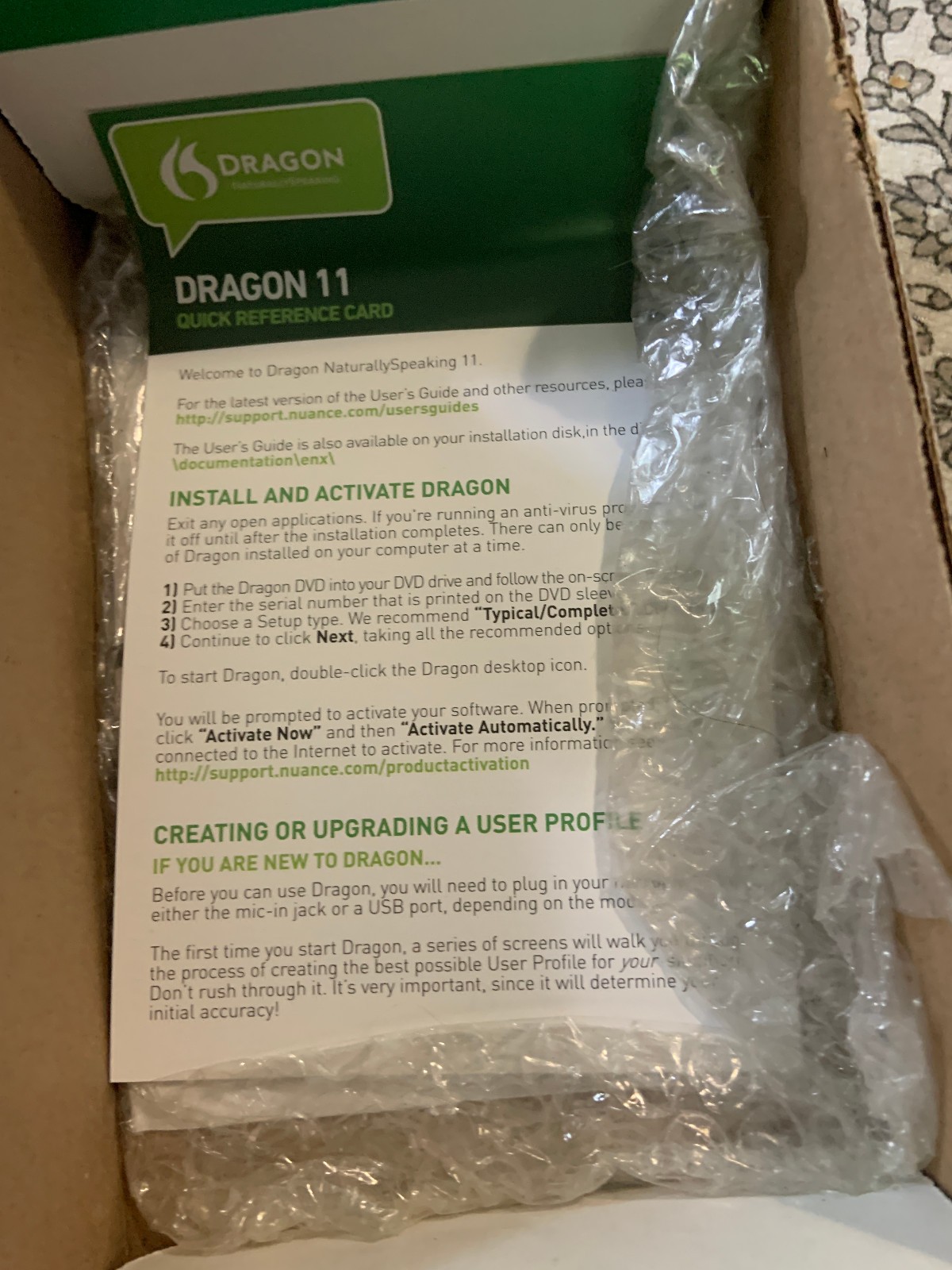 Dragon - Naturally Speaking Version 11 w/box and Headset