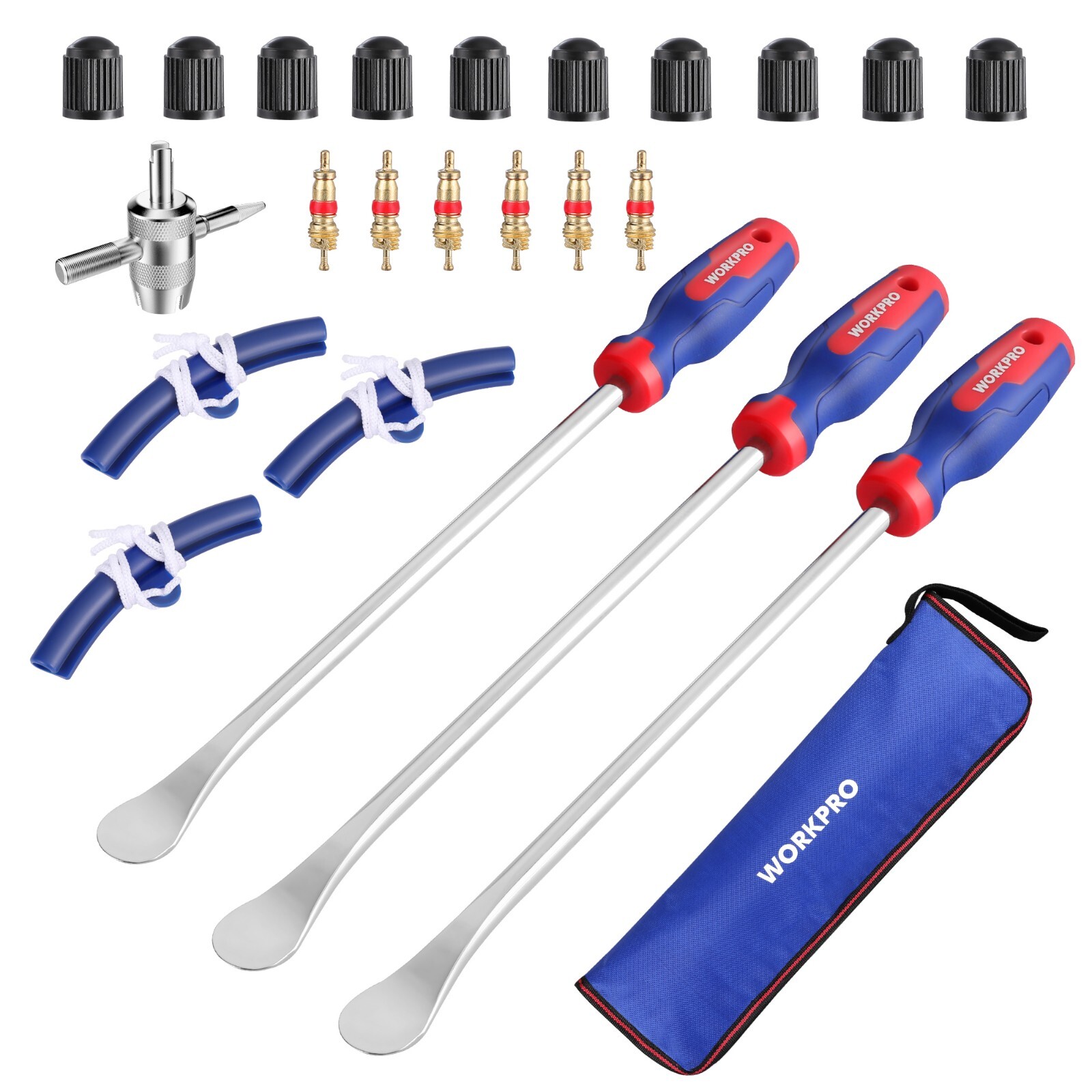 WORKPRO 14.5” Steel Tire Spoons Tool Set 23-Piece Tire Iron Set with Storage Bag