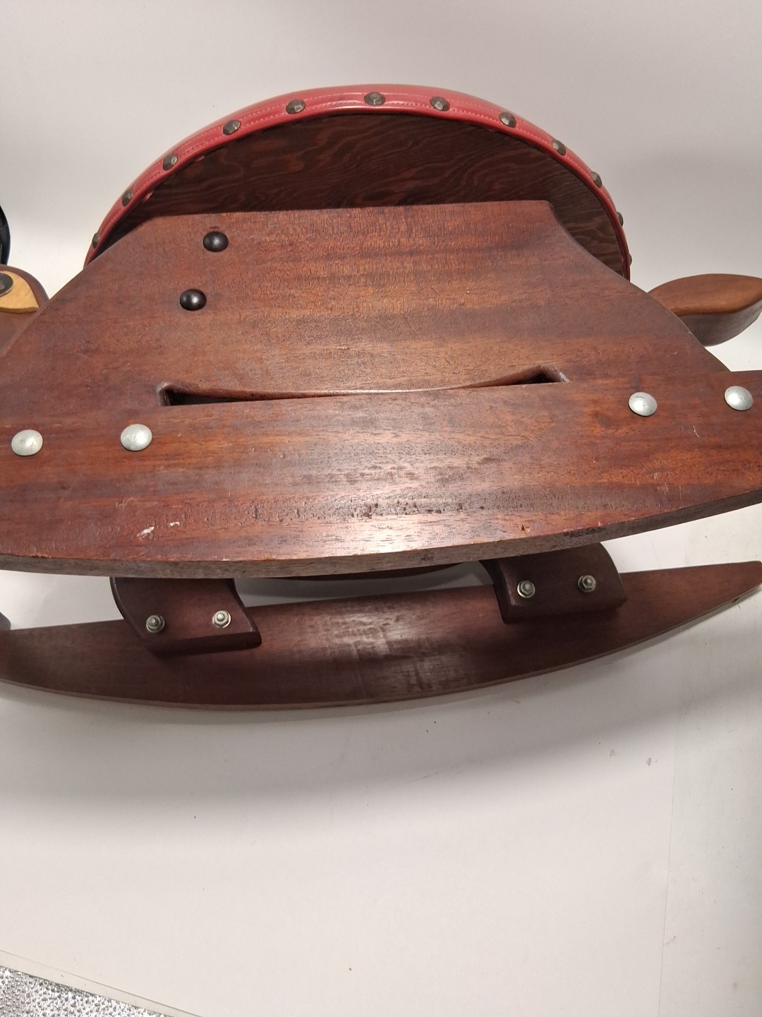 Vtg Hand Crafted Ooak Wood custom Turtle Rocking Stool Or Ride on Look Kid Toy