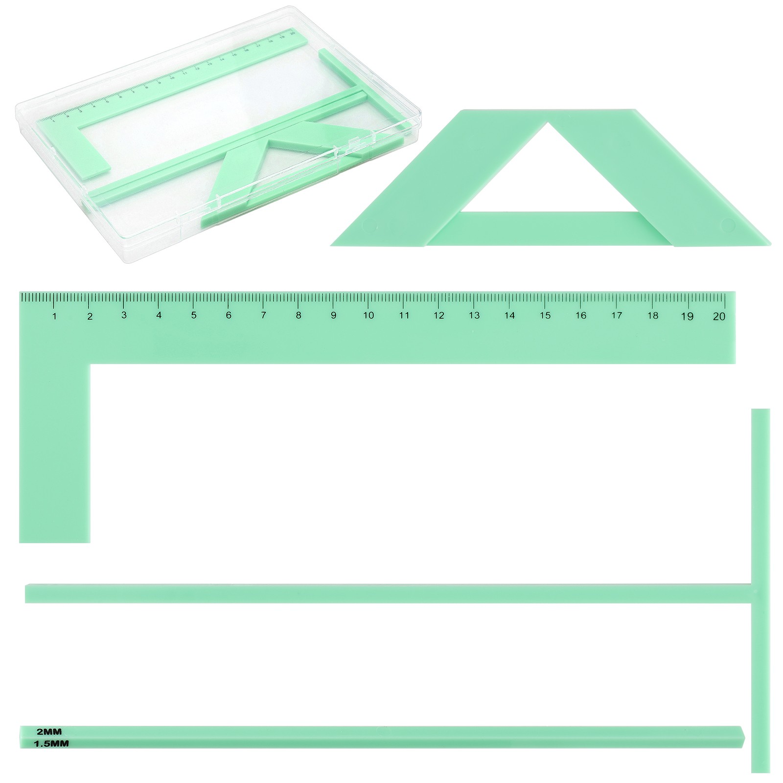 4x Bookbinding Making Rulers Tool Set w/ Storage Case Cover DIY Journal T-Ruler