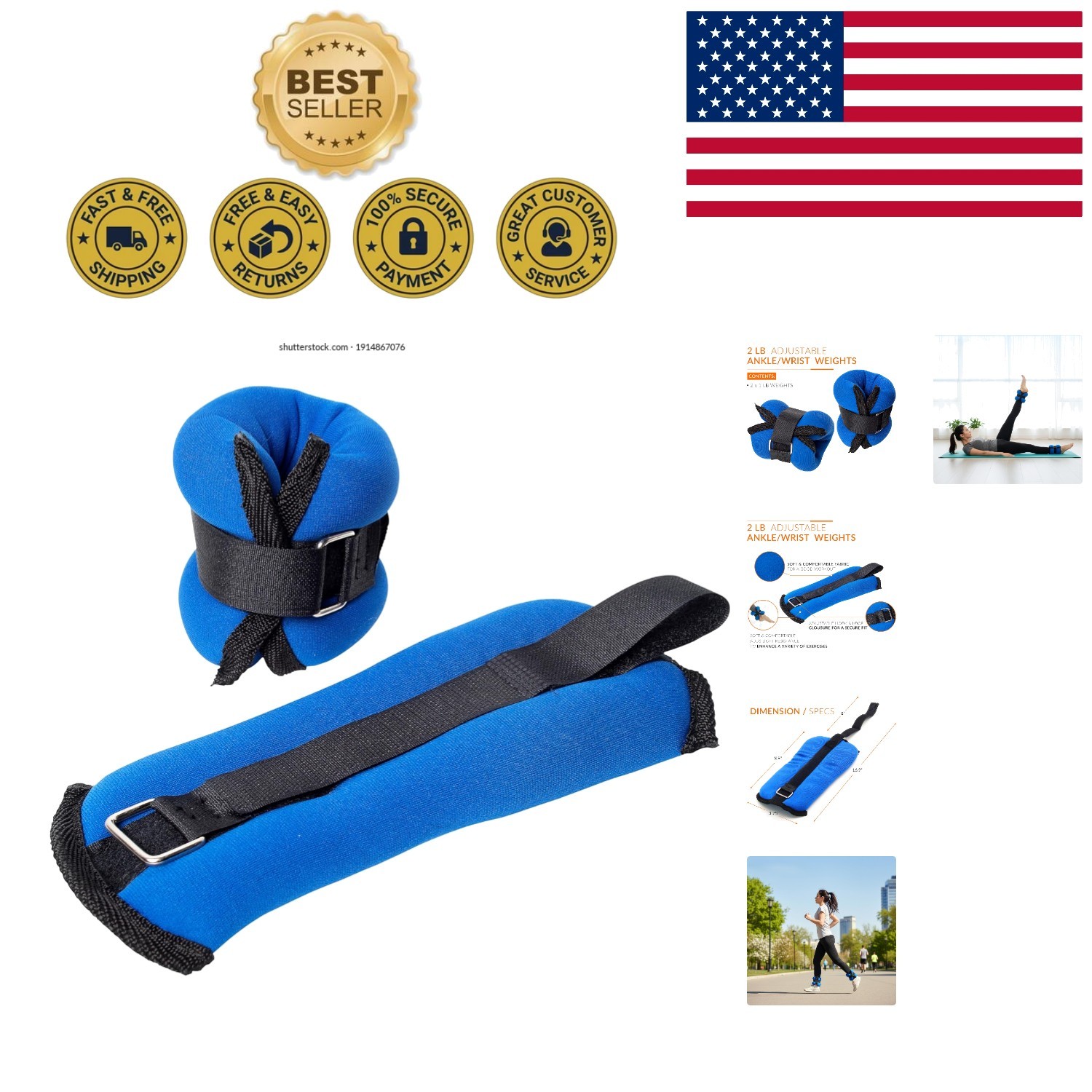 Comfort Fit 1 lb Adjustable Ankle/Wrist Weights - Resistance Training Must-Have