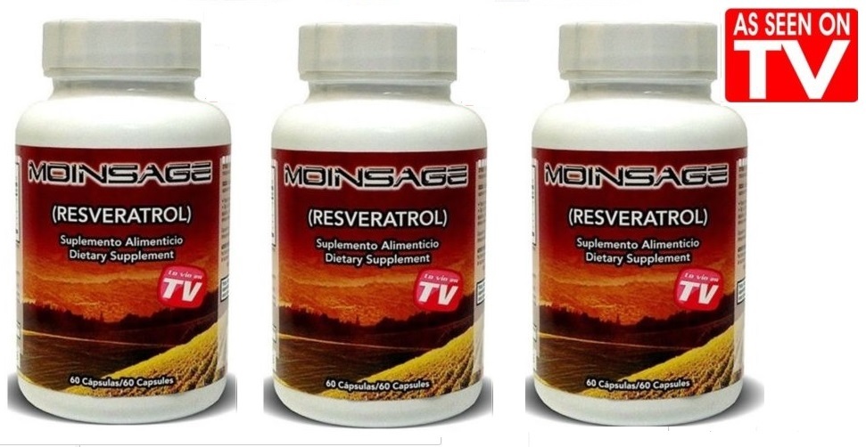 3 Moinsage  Resveratrol - 60 capsules each bottle - 3 Bottles Made in USA