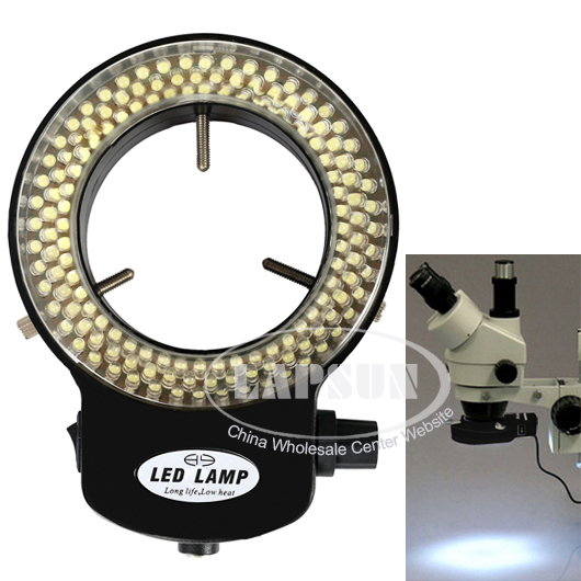 Adjustable 144 LED Bulb Microscope Ring Light Illuminator Lamp US/UK/EU/AU Plug