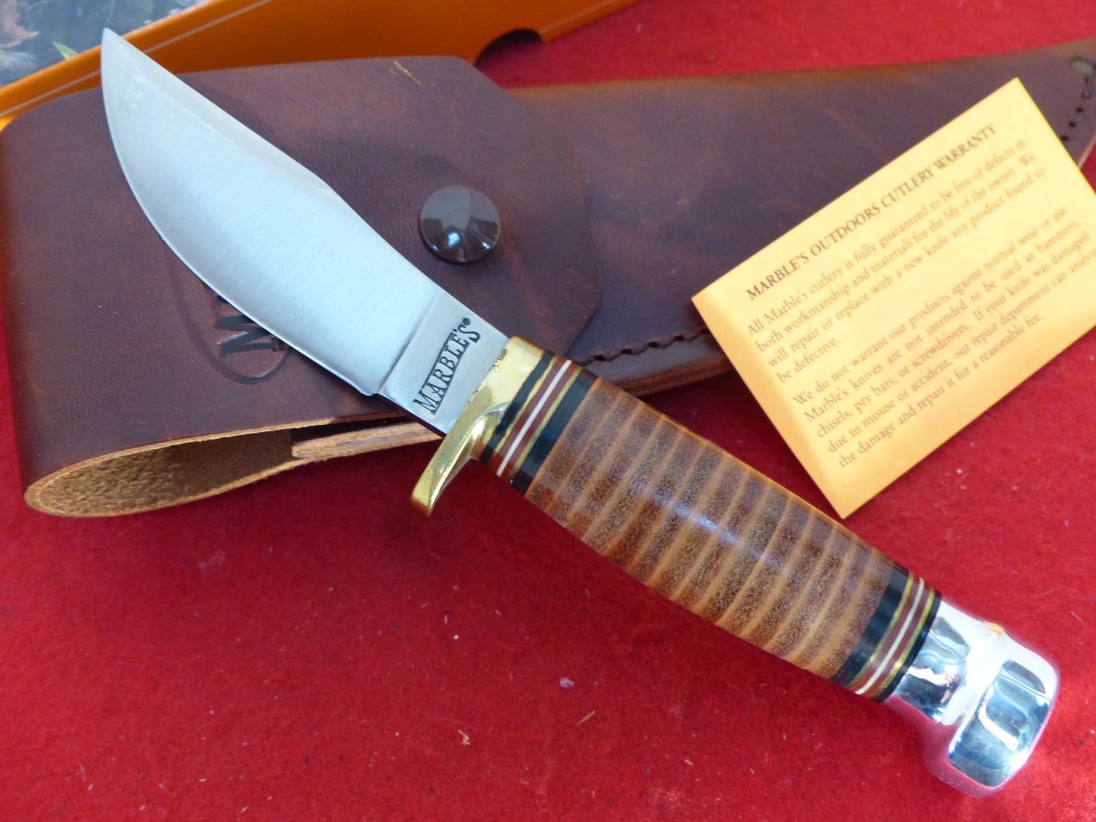 Marbles Gladstone USA Fieldcraft Leather/aluminum mint fixed blade Sheath knife
