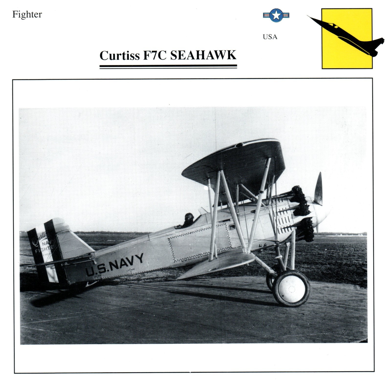 Curtiss F7C Seahawk Edito Service Warplane Air Military Card USA