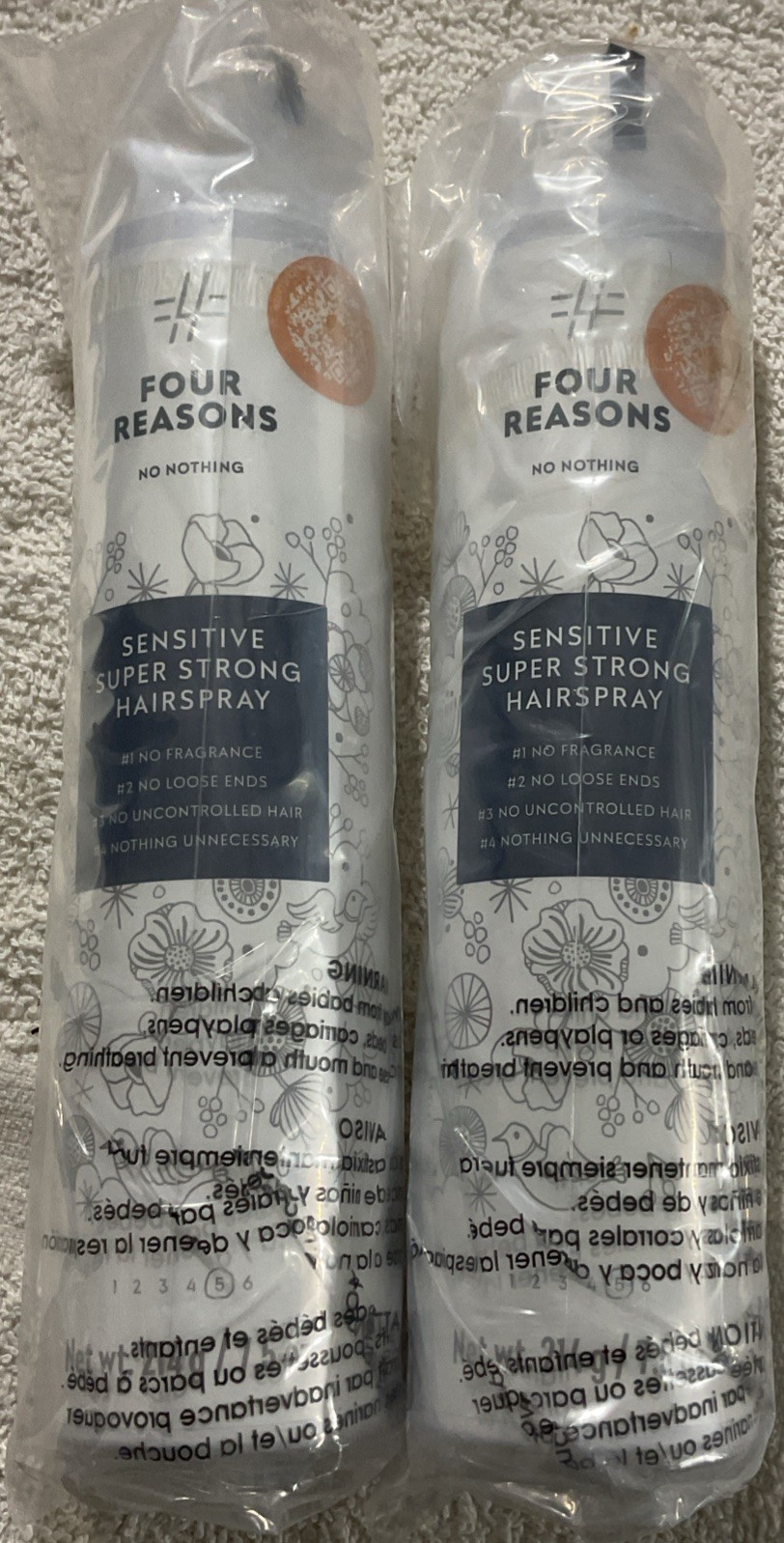 2X Sensitive Strong Hairspray with Extra Hold - Four Reasons No Nothing 7.5 oz