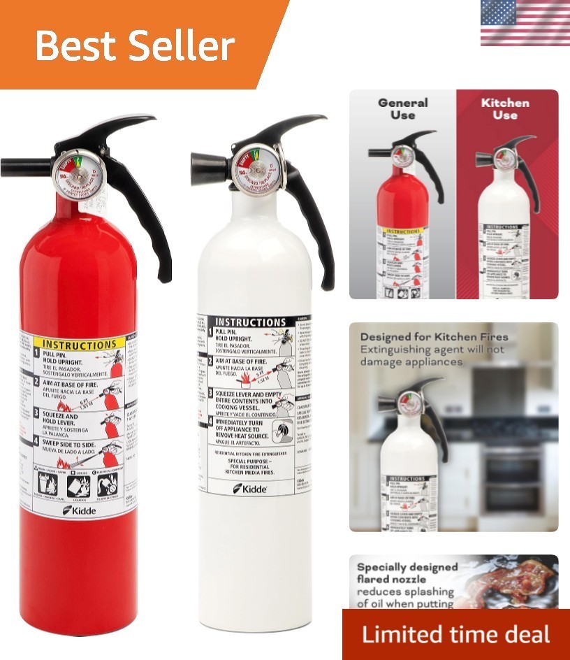 Kitchen Fire Extinguishers For Home & Office Use, 2 Pk: One 1-A:10-B:C & 1 Spec