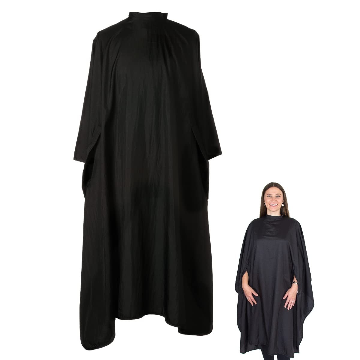 Professional Nylon Black Salon Cape - Haircutting Smock
