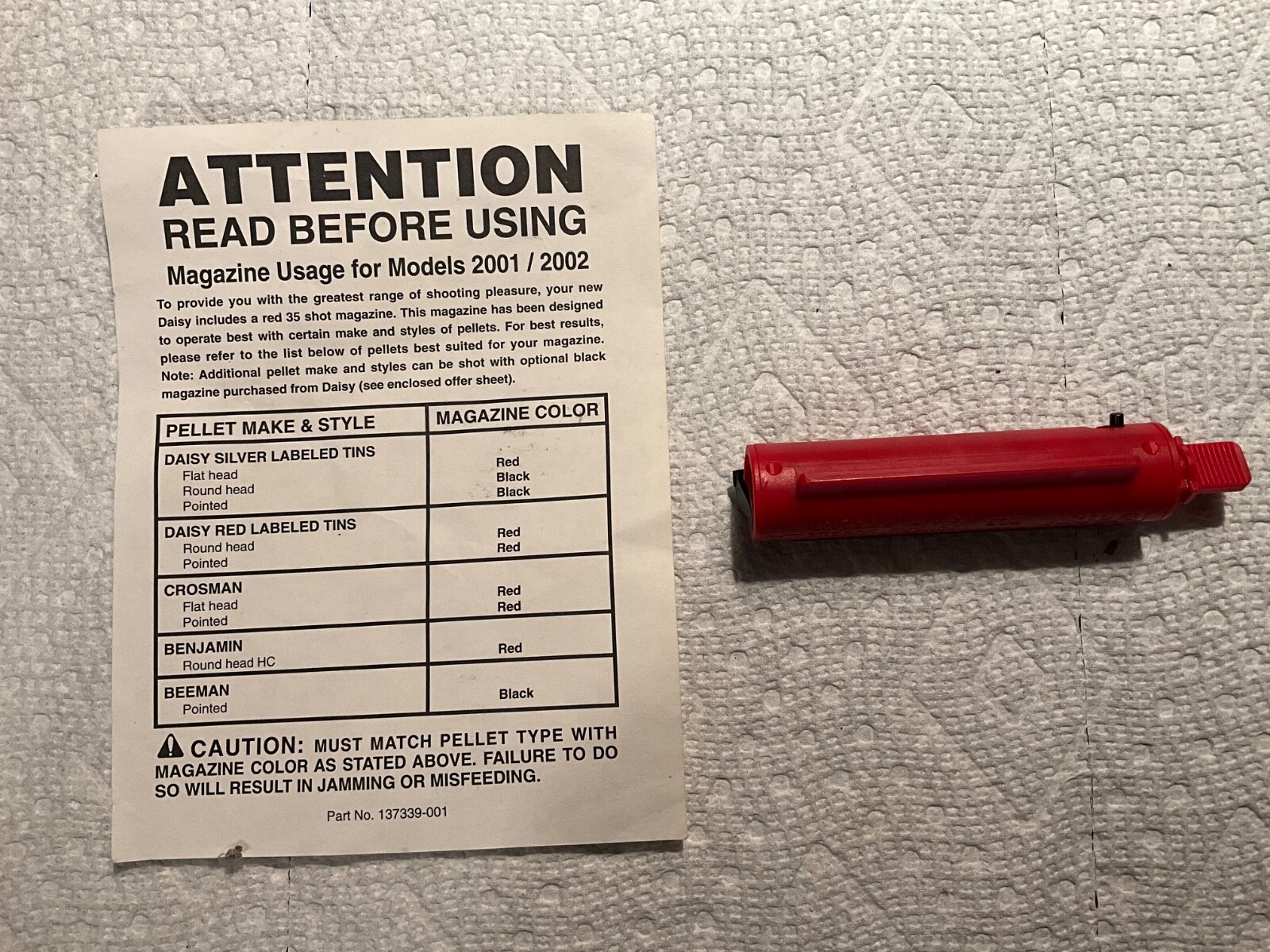 Daisy Powerline 2001,2002, 2003 ,35 Shot ( PELLET 👍 MAGAZINE ONLY ) NEW RED