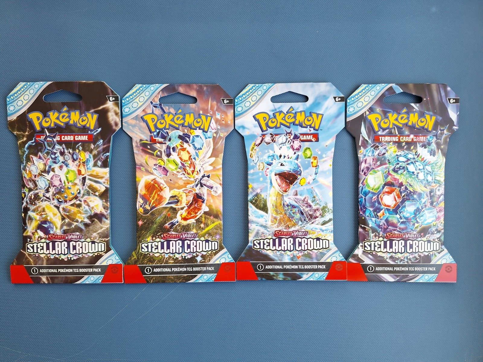 Pokémon TCG: Stellar Crown - COMPLETE ART SET - 4 Sleeved Booster Packs