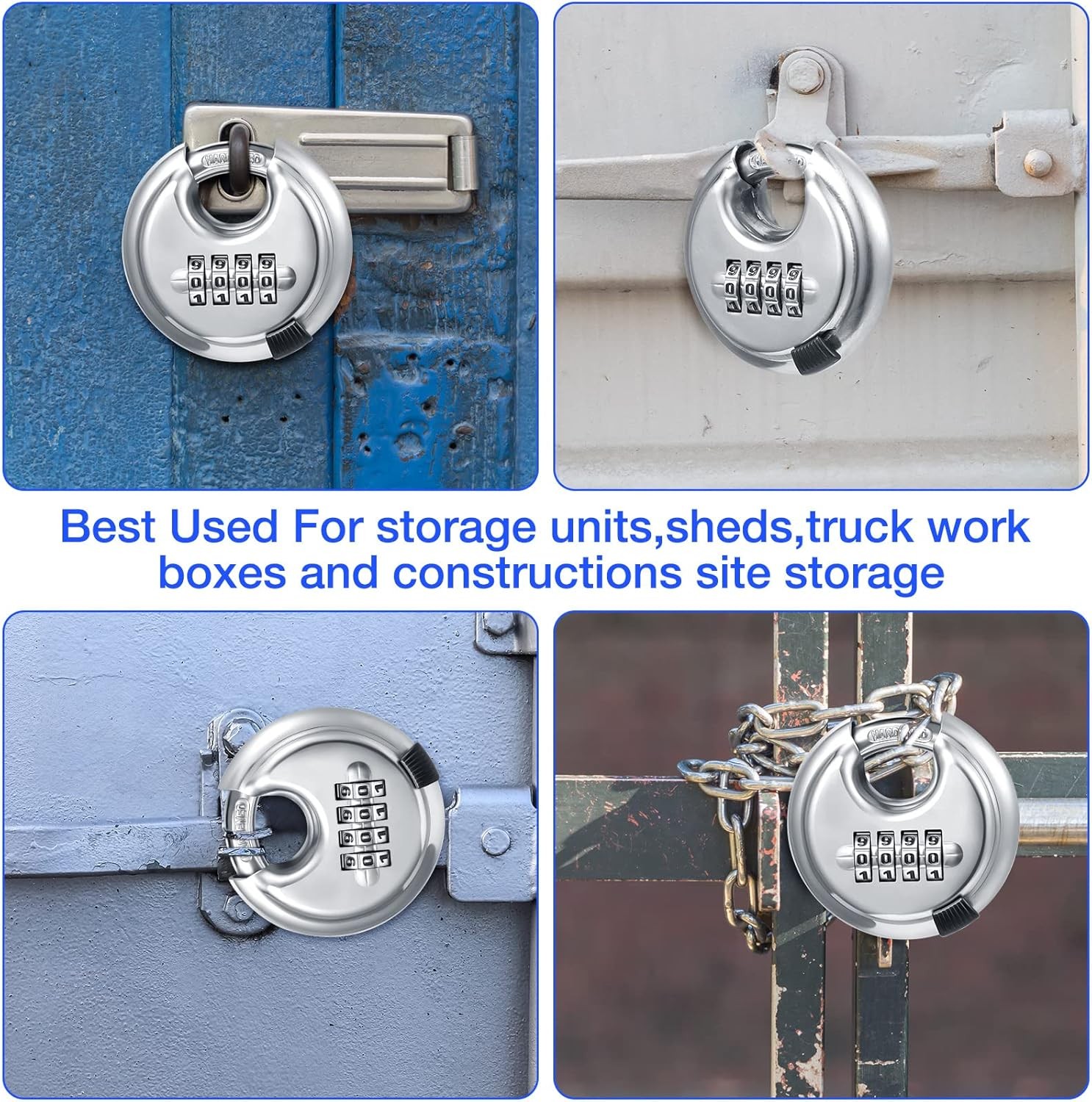 10-Pack 4-Digit Combination Padlock with Stainless Steel Dial (Silver)