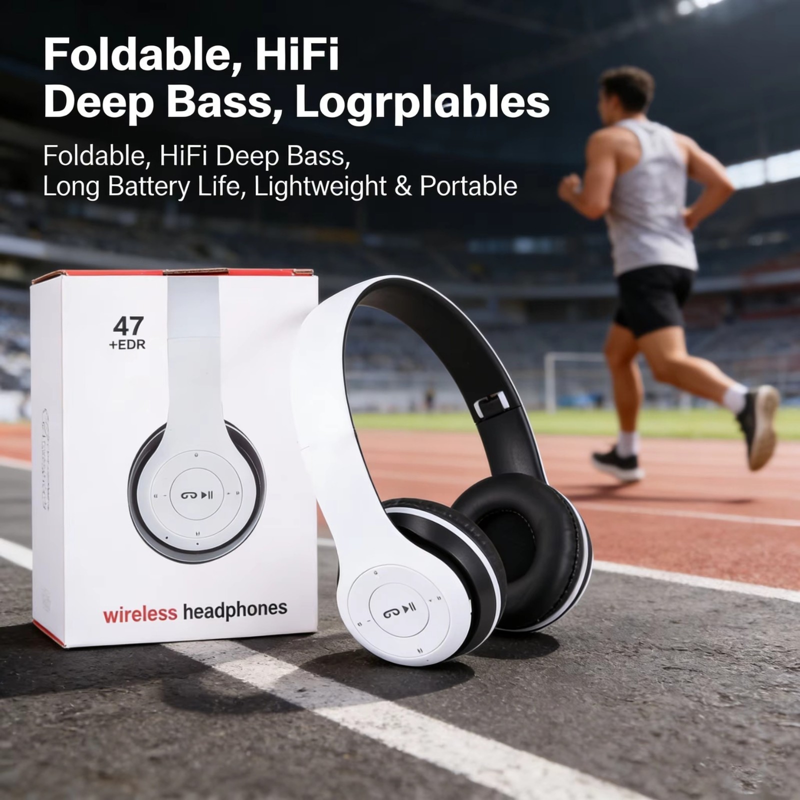 Wireless Headphones Headsets Super Bass Bluetooth Foldable Stereo Earphones Mic