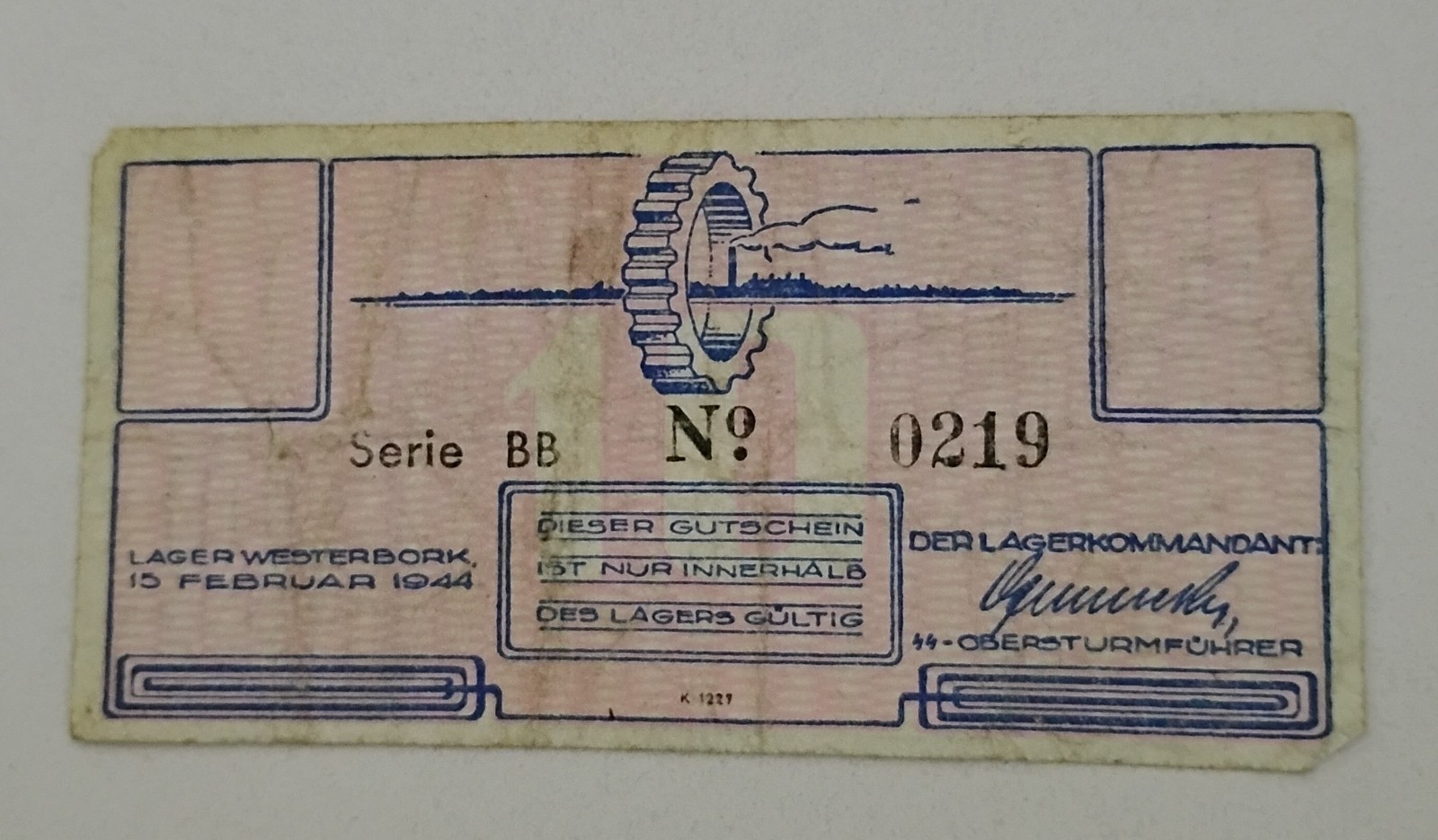 Dutch/Netherlands Lager Westerbork - Concentration Camp- 10 Cent - 1944  POW