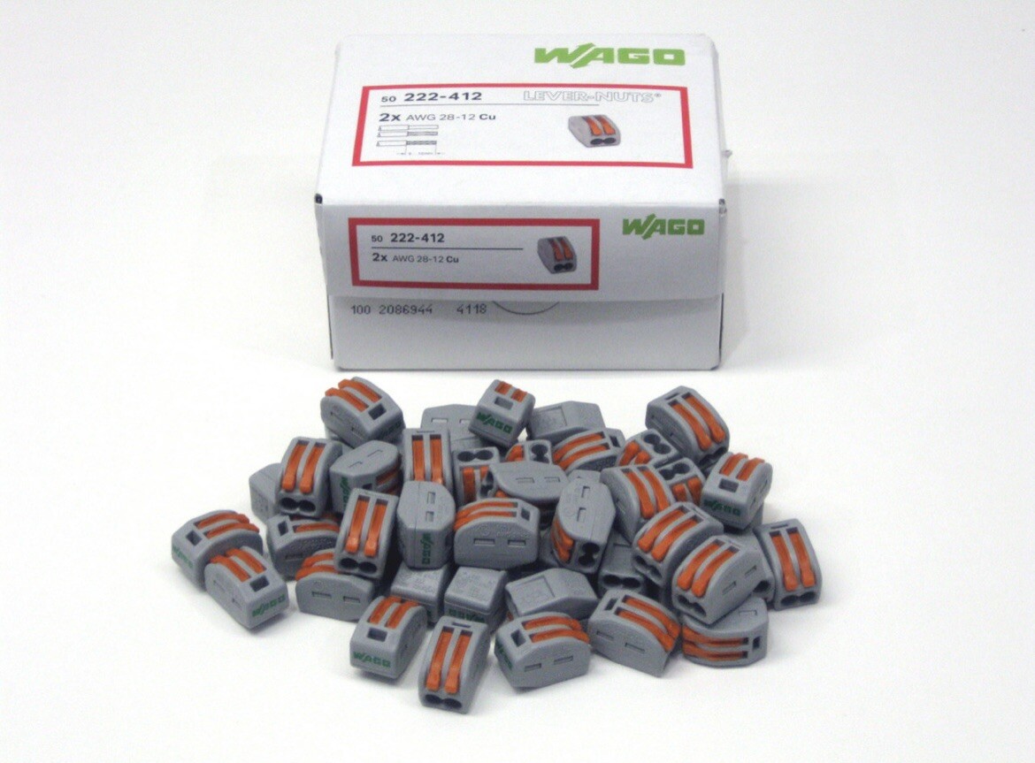 Wago 222-412 Lever Nuts - 2 Pole Wire Nuts AWG 28-12
