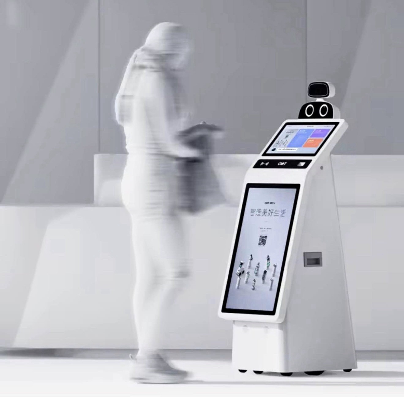 CioT Reception Robot Touchscreen POS Kiosk with Dual Display Screens