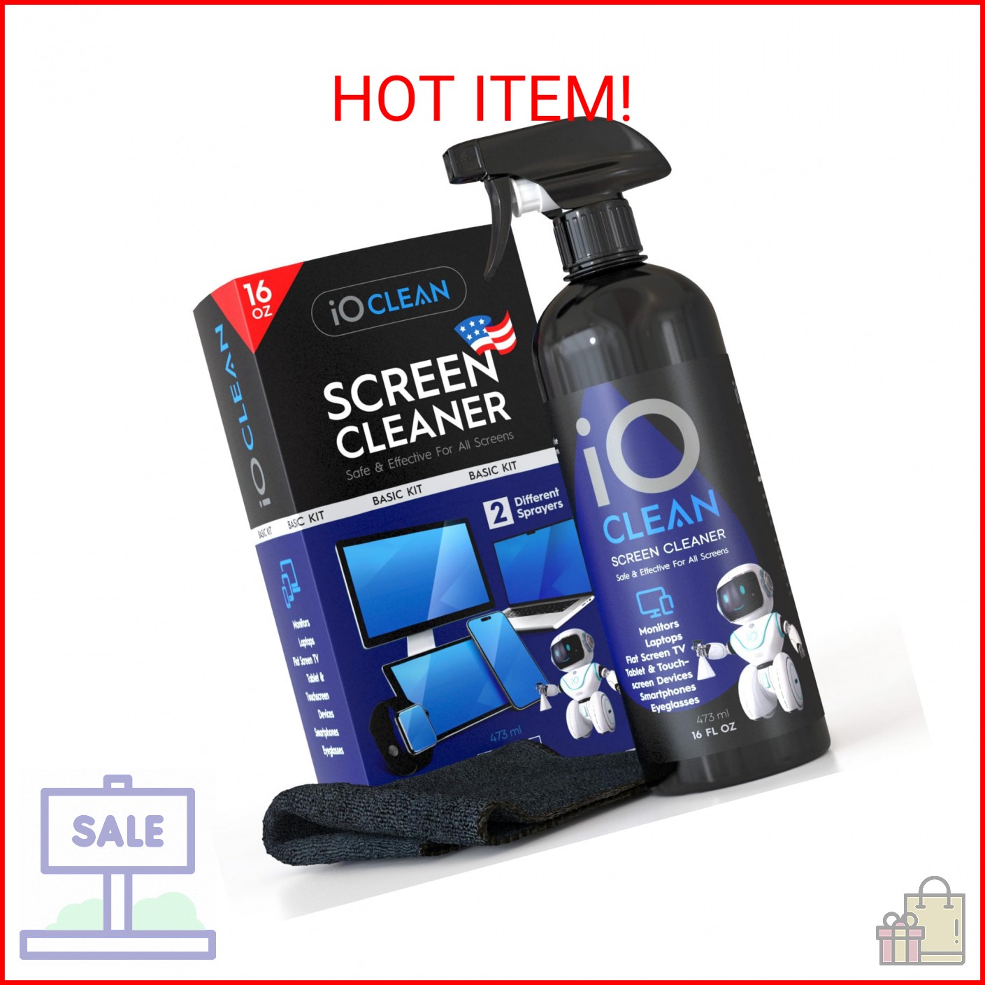 Screen Cleaner Spray (16oz - 473ml) – Best Large Cleaning Kit for LCD LED OLED T
