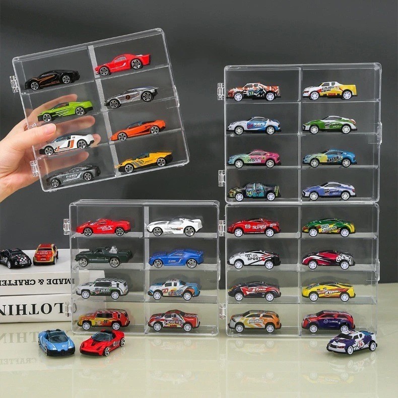 4Pcs Car Display Case 1/64 Scale Compatible With H-W 32 Compartments