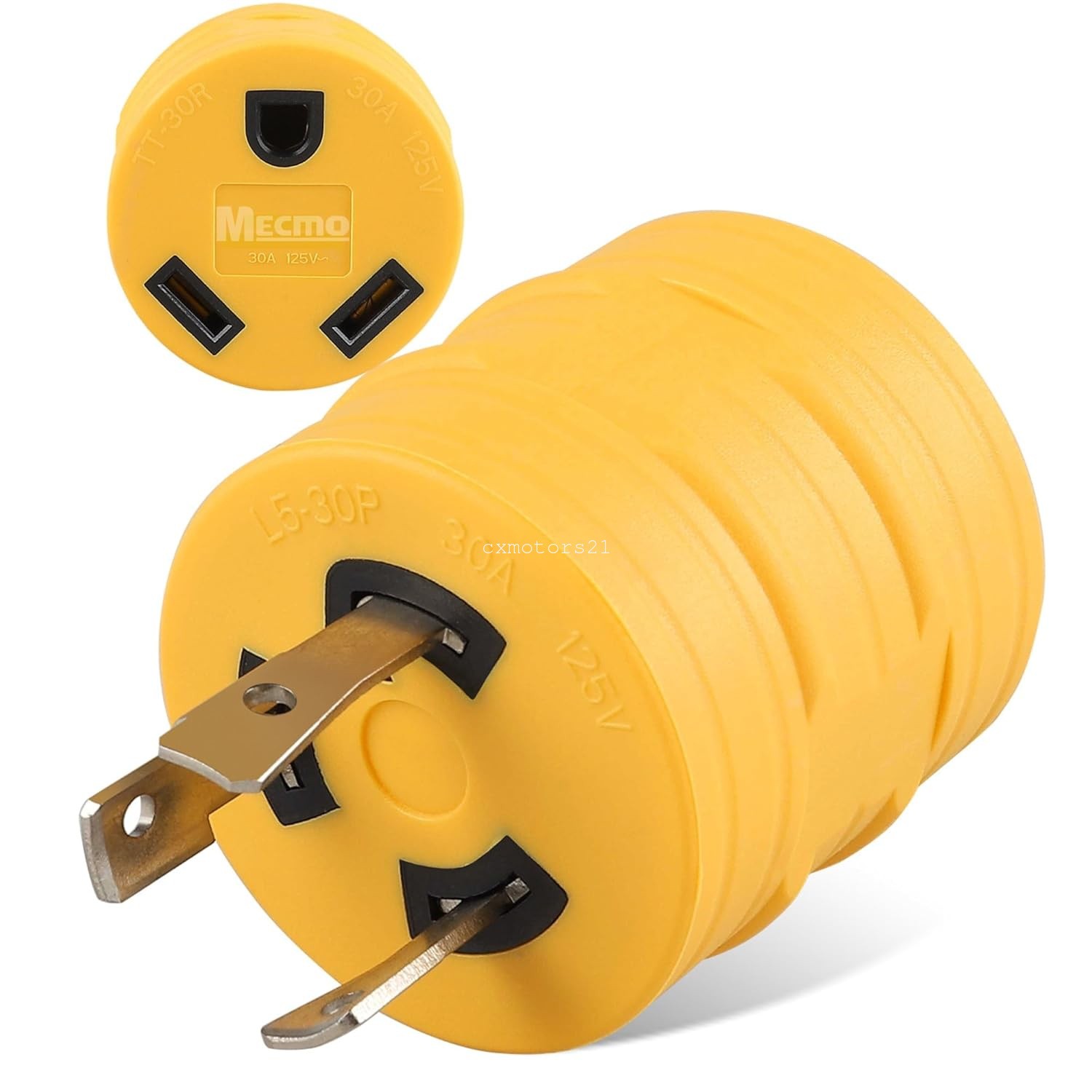 RV Power Adapter NEMA L5-30P to TT-30R Twist Lock Generator Plug Male to Female