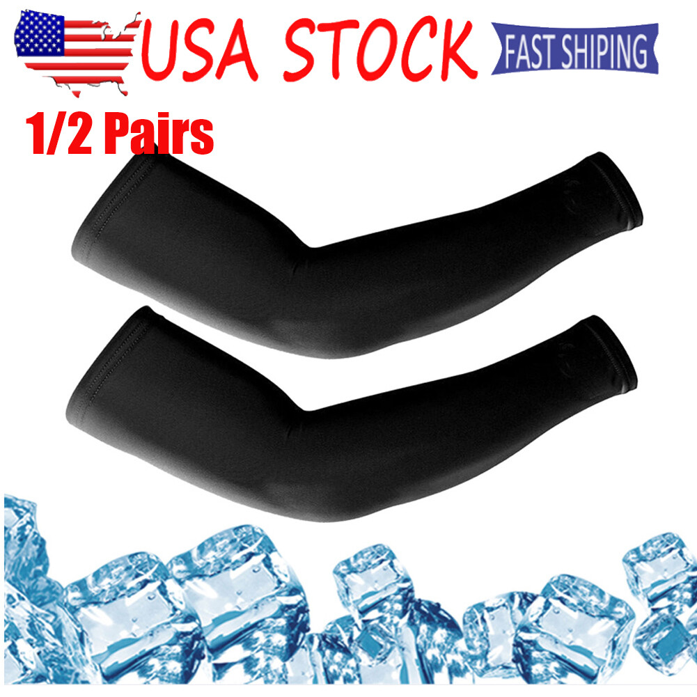 1/2 Pairs UV Sun Protection Arm Sleeves Summer Cooling Arm Cover Cycling Golf