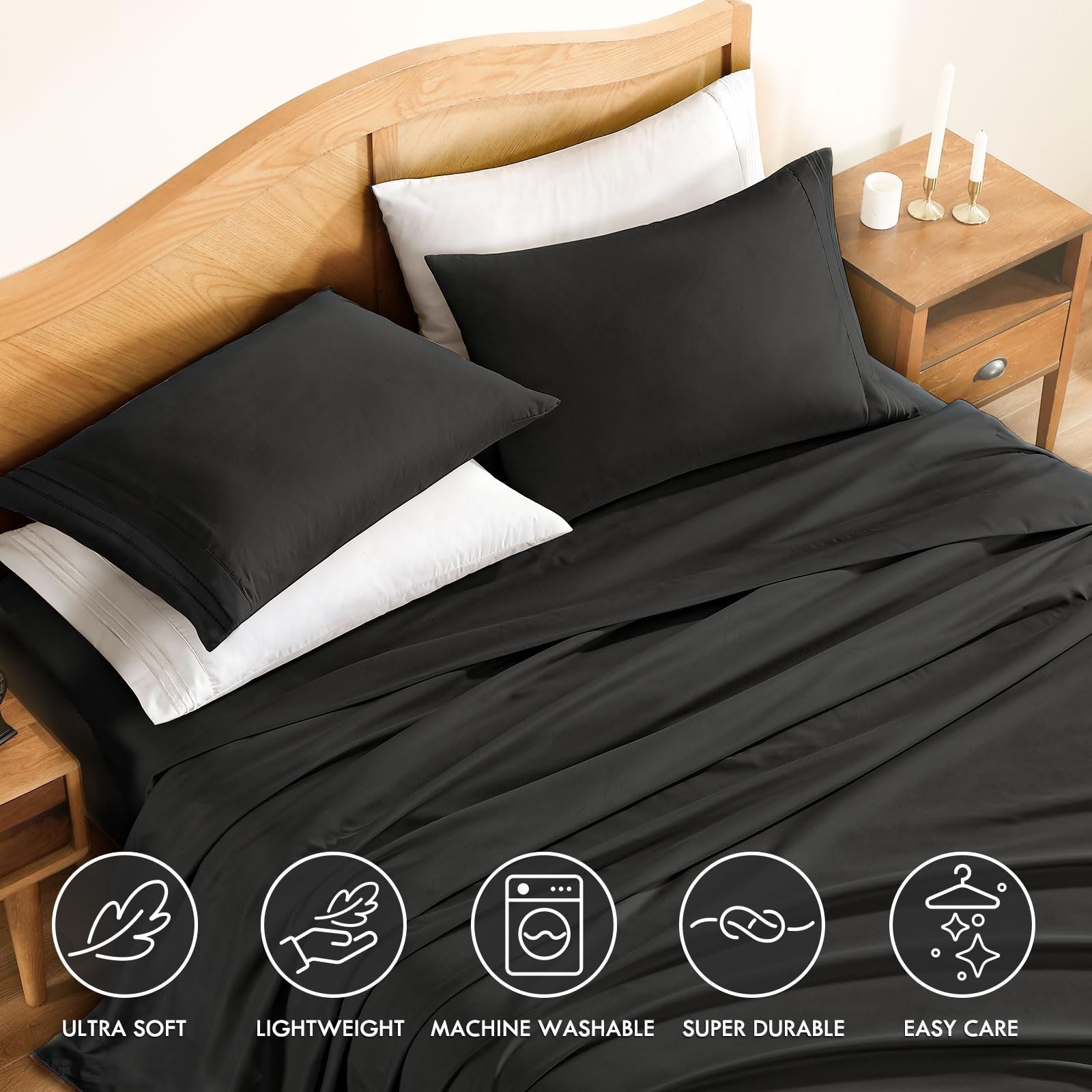 3/4 Piece Lightweight Microfiber Sheet Set Soft Deep Pocket Bedding – ClevaHome