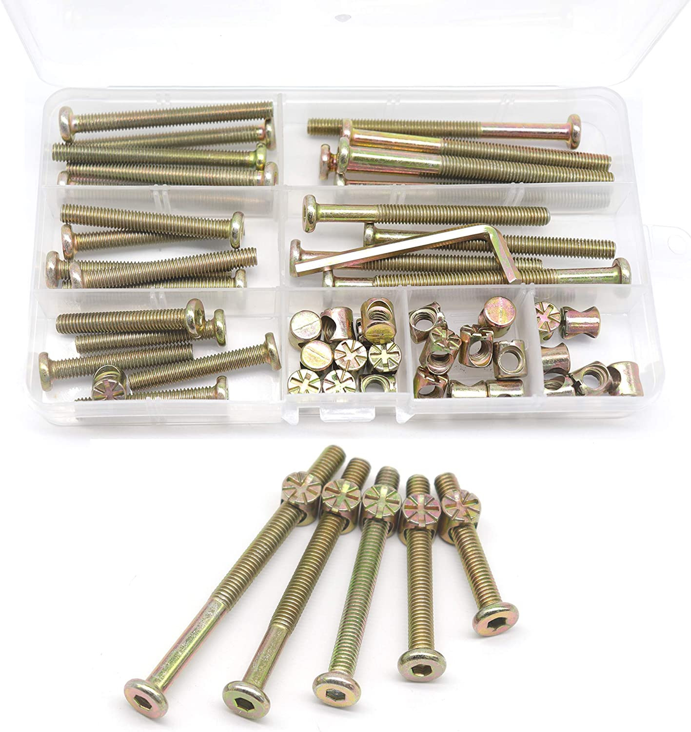 25 Set Baby Bed Crib Screw Hardware Replacement Kit M6x40mm/50mm/60mm/70mm/80mm
