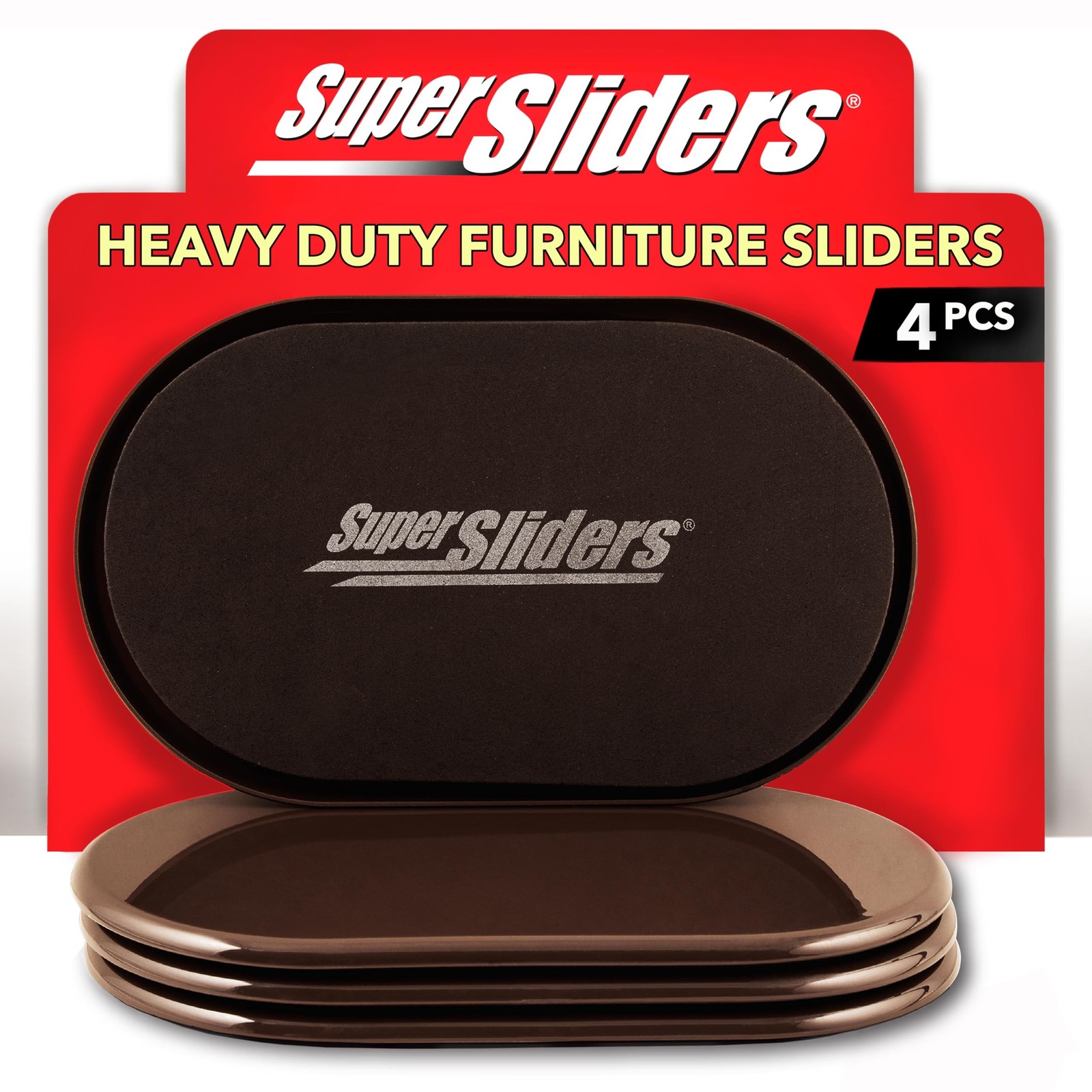Super Sliders 5-3/4" x 9-1/2" XL Oval Reusable Furniture Sliders for Carpet, ...